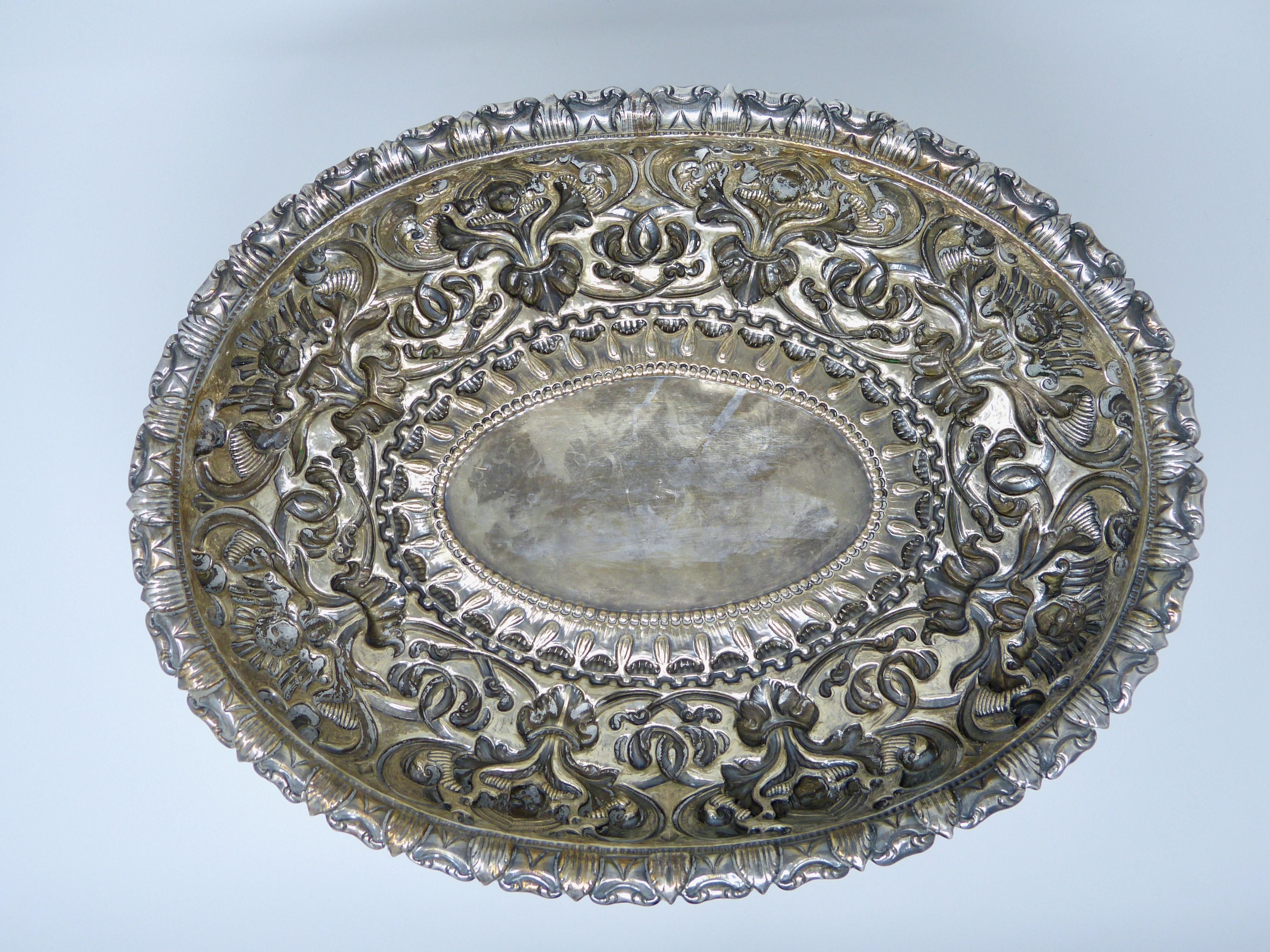 Spanish Colonial Style Sterling Silver Centerpiece Dish Vase with Cherubs 0.925 For Sale 2