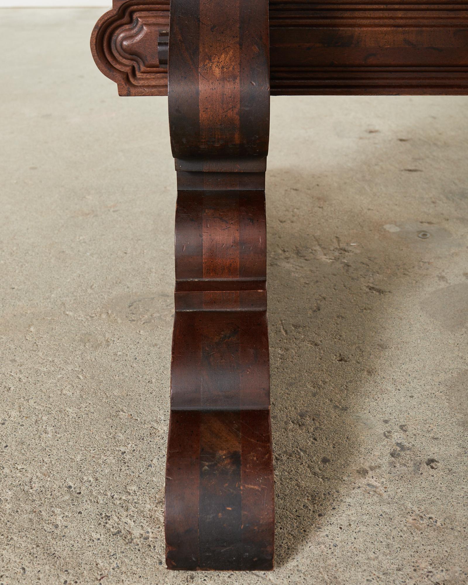Spanish Colonial Style Walnut Trestle Dining Table 7