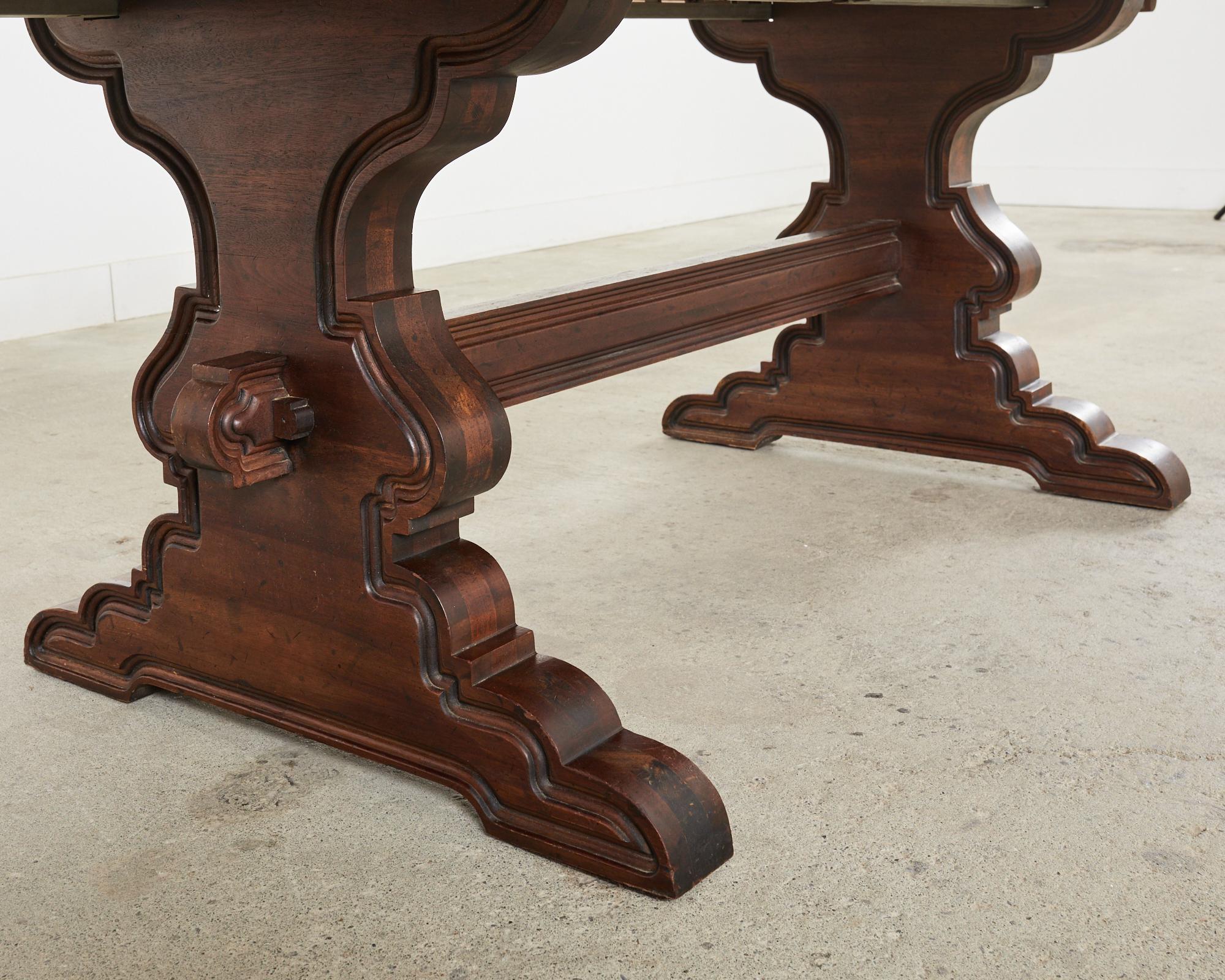Spanish Colonial Style Walnut Trestle Dining Table 8
