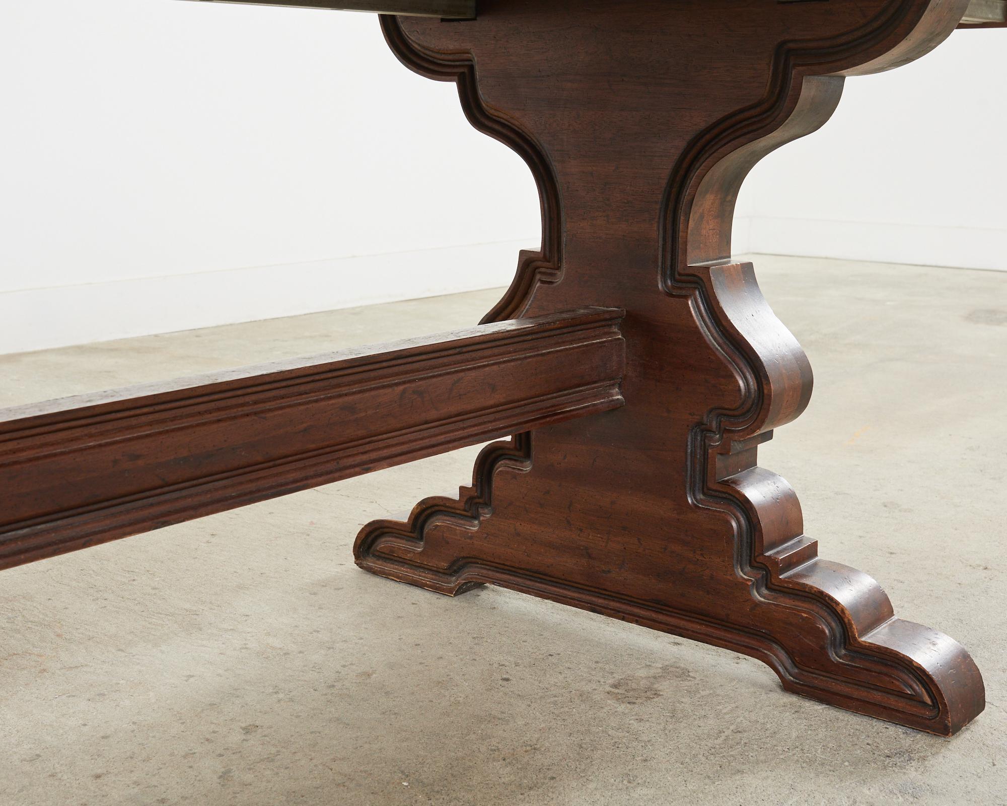 Spanish Colonial Style Walnut Trestle Dining Table 11
