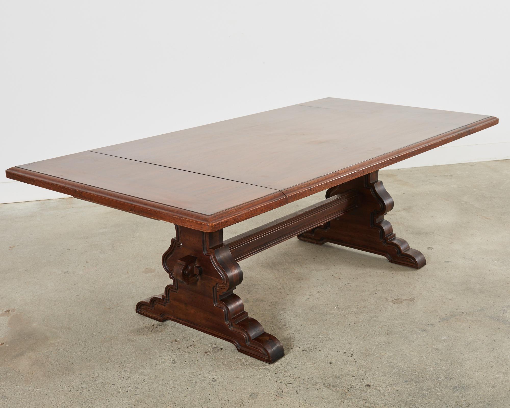Spanish Colonial Style Walnut Trestle Dining Table 12