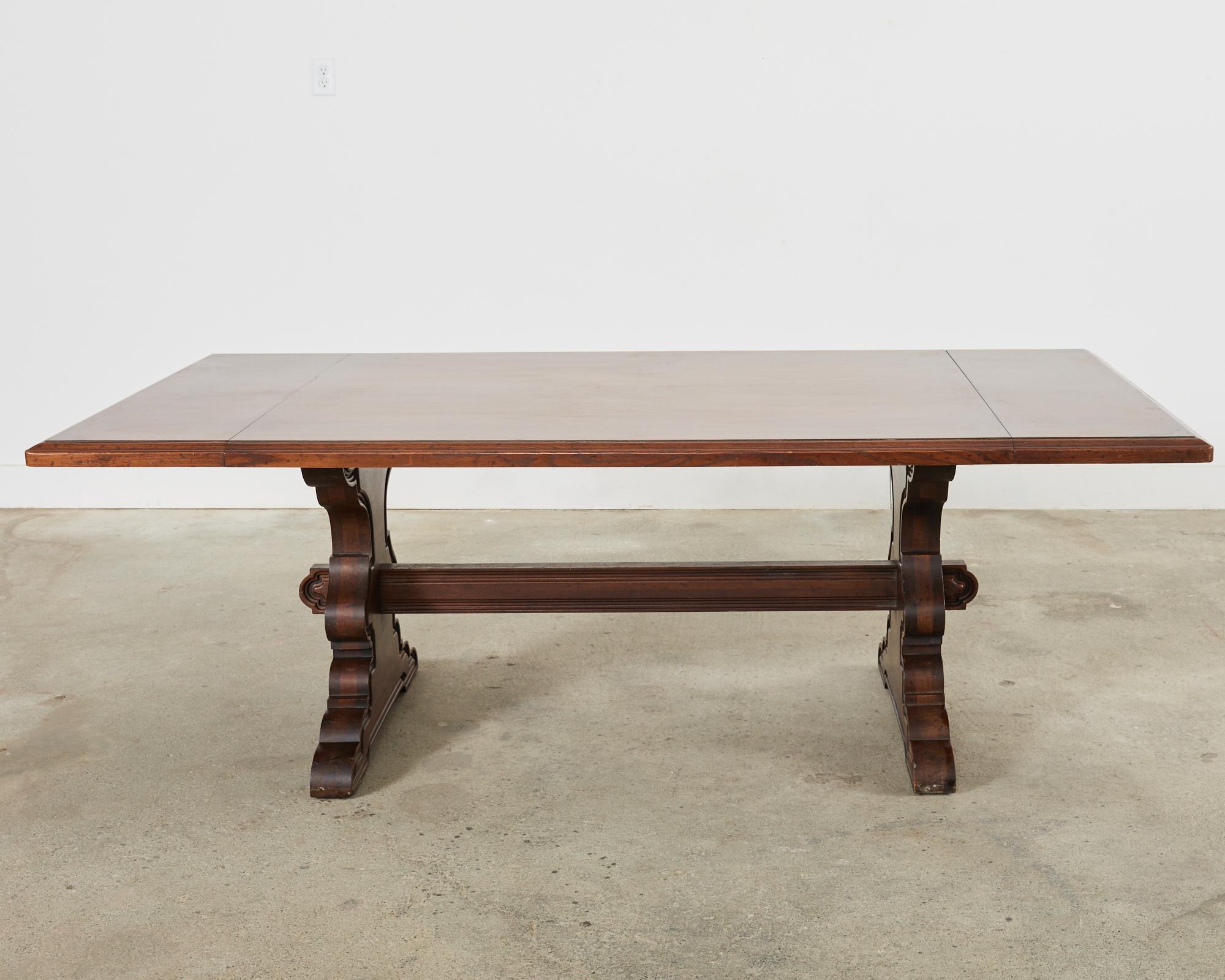 Spanish Colonial Style Walnut Trestle Dining Table 13