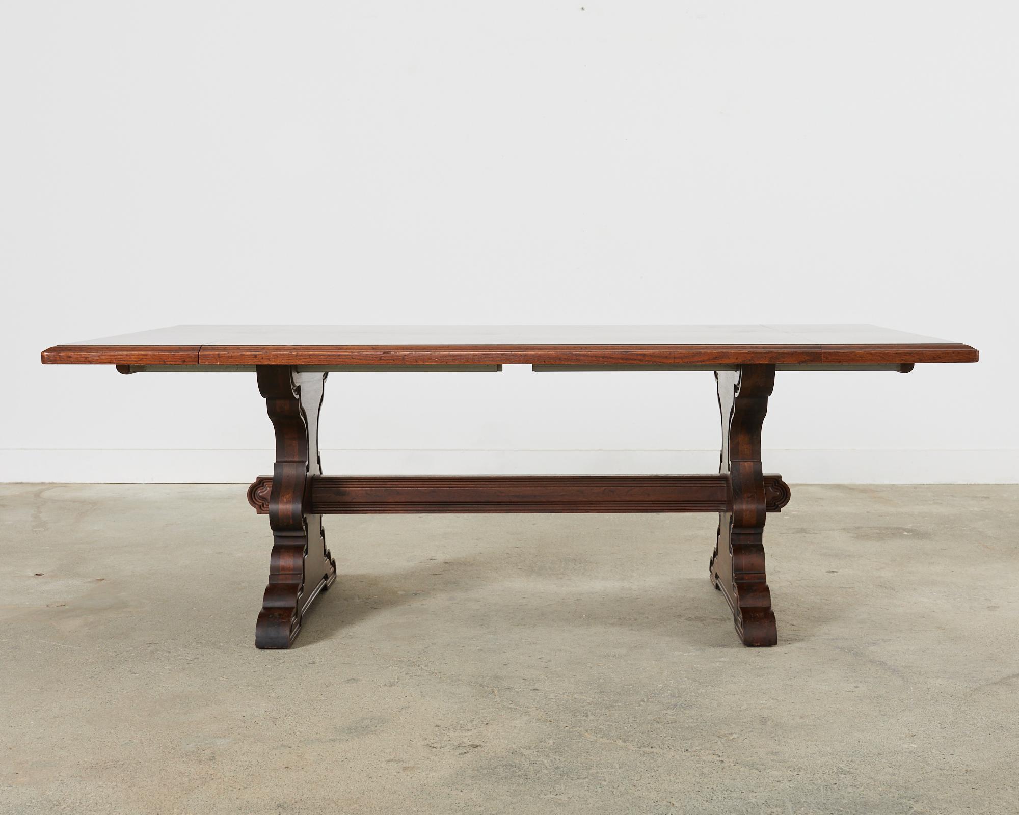 Hand-Crafted Spanish Colonial Style Walnut Trestle Dining Table