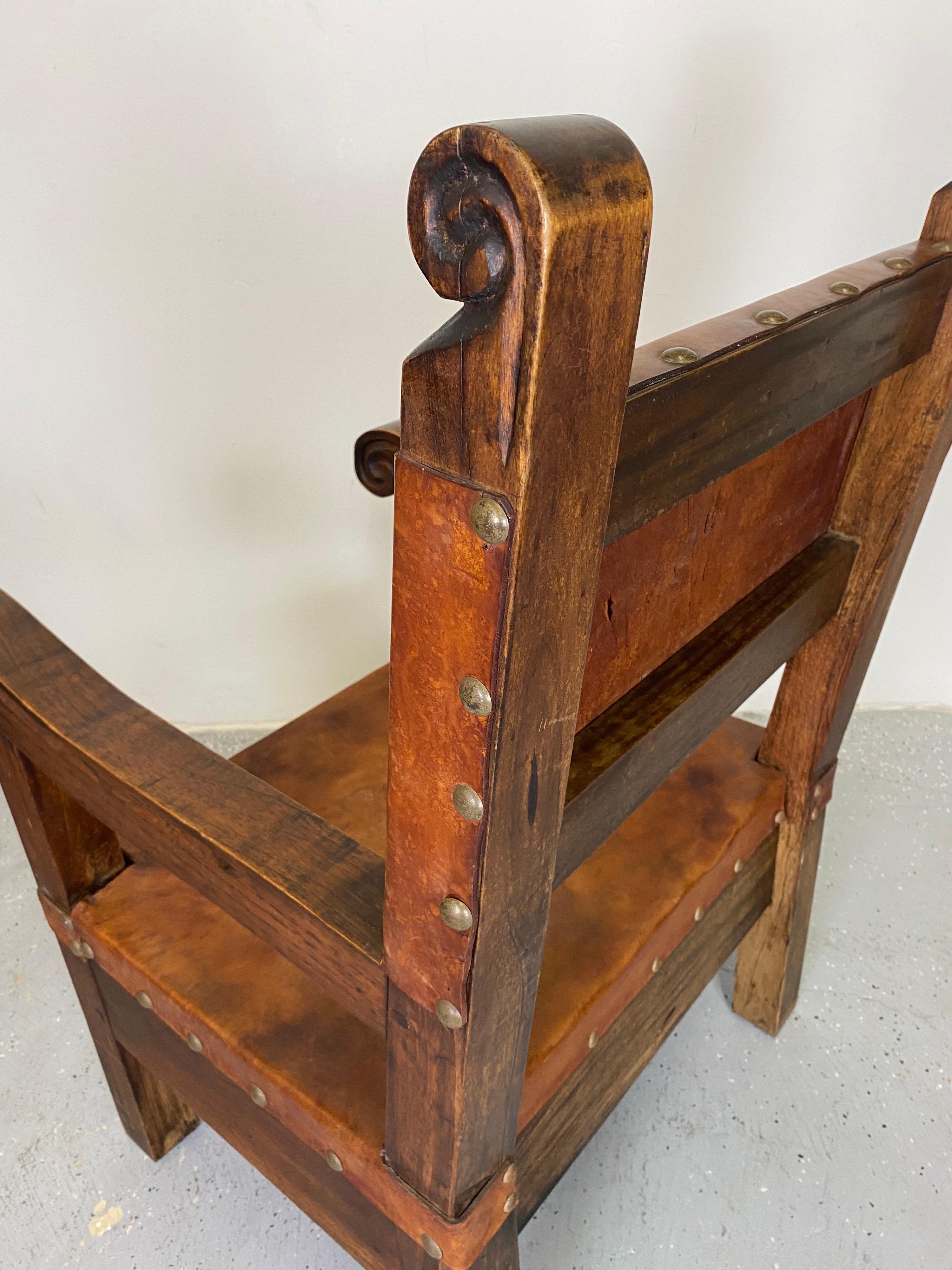 Spanish Colonial Throne Chair In Good Condition In Raleigh, NC