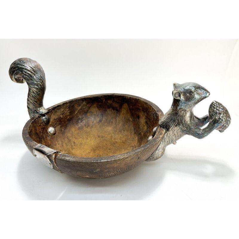 Spanish Colonial Turned Wood Solid Silver Squirl Bowl In Good Condition For Sale In Gardena, CA