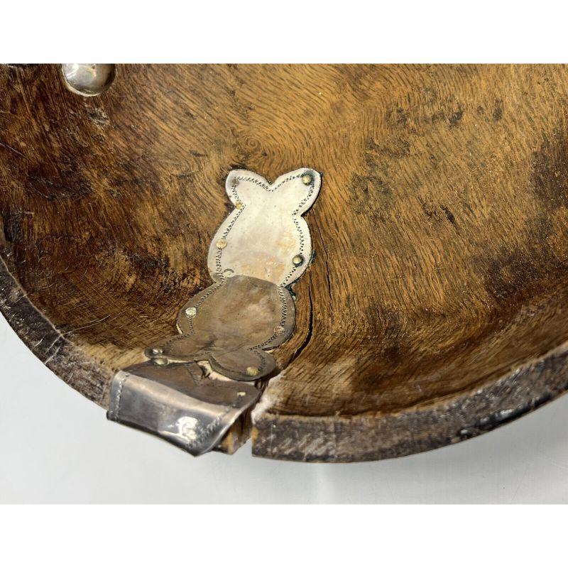 Spanish Colonial Turned Wood Solid Silver Squirl Bowl For Sale 1