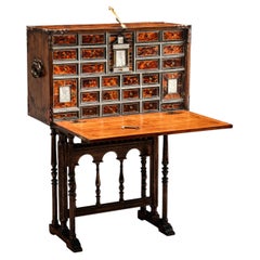 SPANISH COLONIAL VARGUEÑO OR BARGUEÑO, tortoiseshell, ebony, engraved ivory