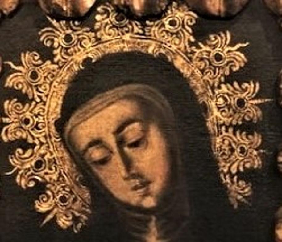 Spanish Colonial
Virgin Mary
Original Oil on Canvas Painting
XVIII Century

DETAILS 
Original period frame.

PAINTING DIMENSIONS 
Height: 17.5 inches 
Width: 12.75 inches 
Depth: 1.75 inches

FRAME DIMENSIONS 
Width: 3.75 inches.
 
