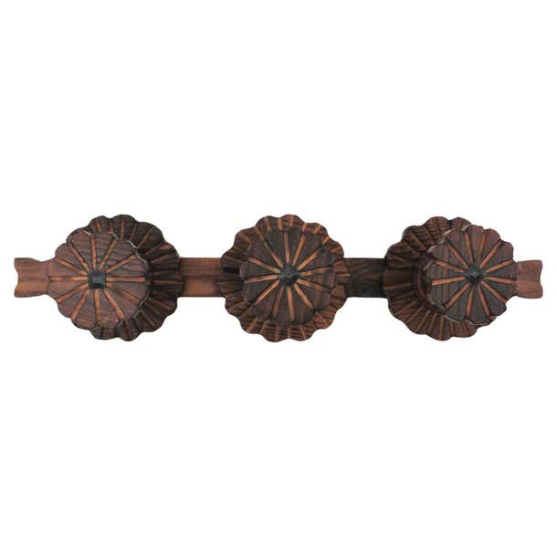 Spanish Colonial Wall Coat Rack in Carved Wood For Sale at 1stDibs ...