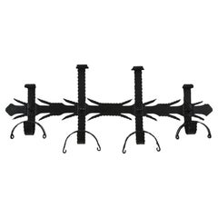 Spanish Colonial Wall Coat Rack in Hand Forged Iron