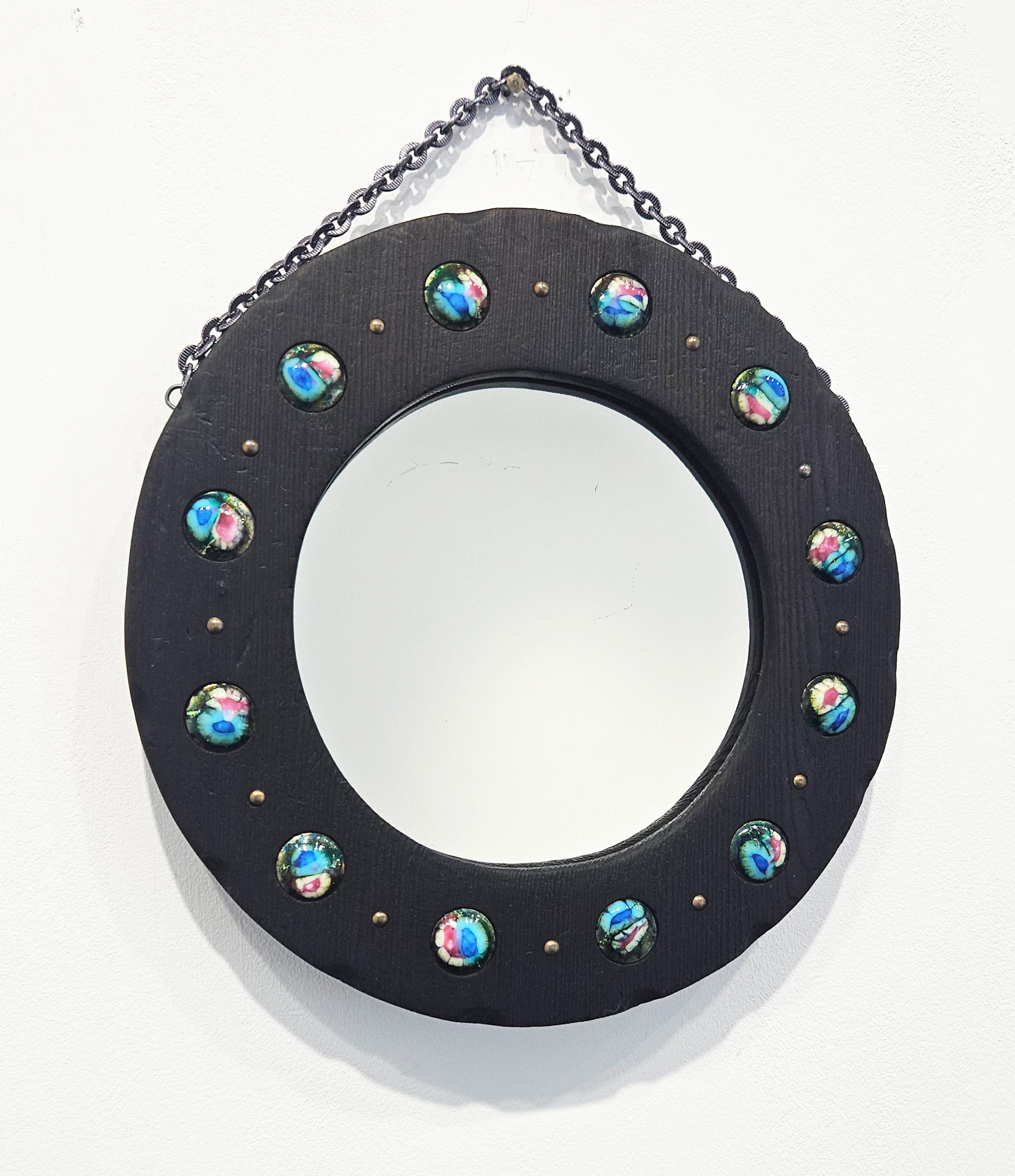 Miroir colonial espagnol en Wood avec émaux par Capo Esmaltes, Espagne, c. 1960 en vente 3
