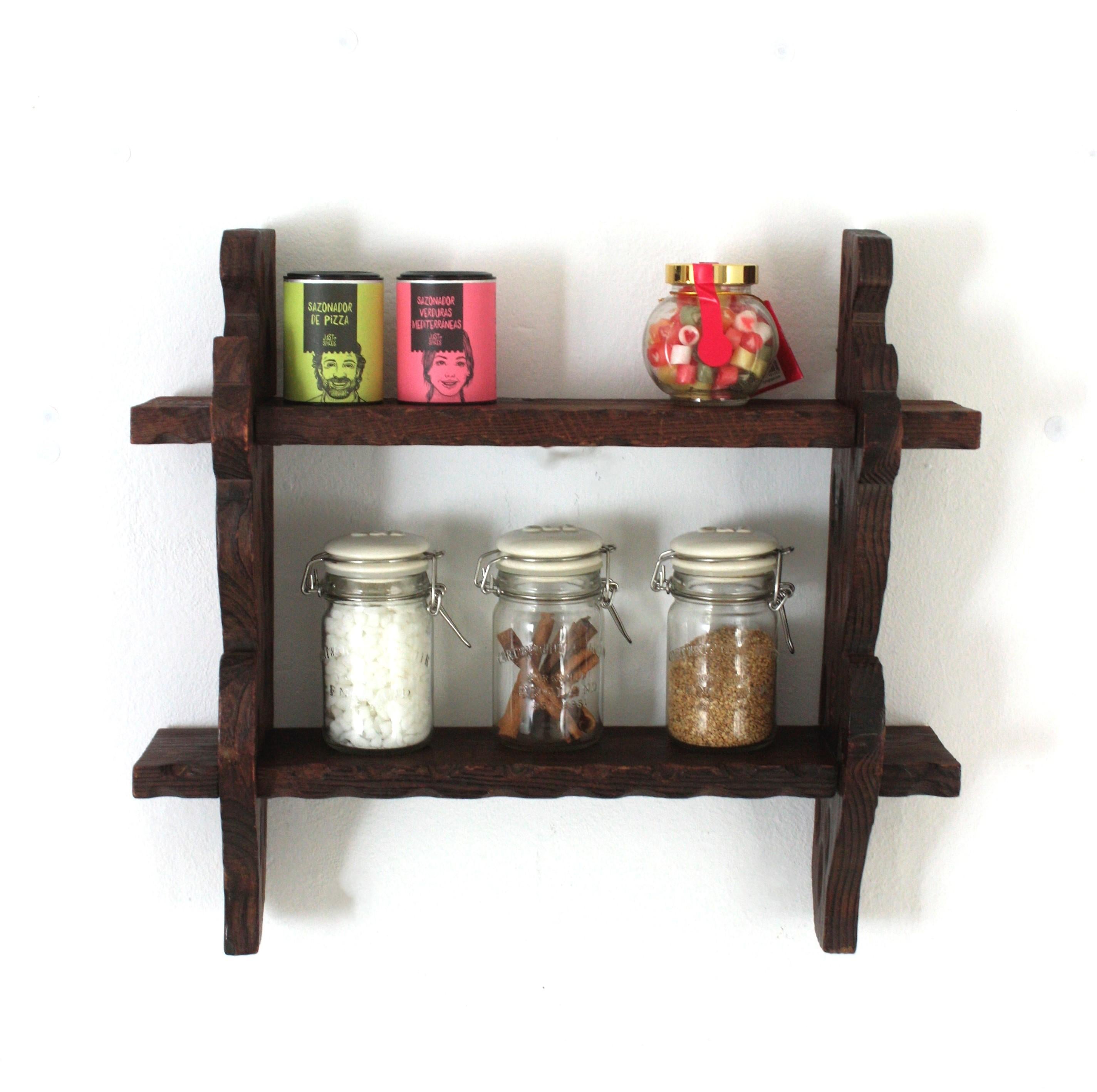 wooden wall spice rack