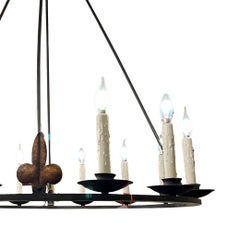 Spanish Colonial Wrought Iron 12 Lite Chandelier by Randy Esada for Prospr
