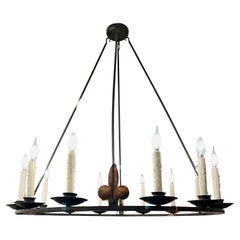 Spanish Colonial Wrought Iron 12 Lite Chandelier by Randy Esada for Prospr