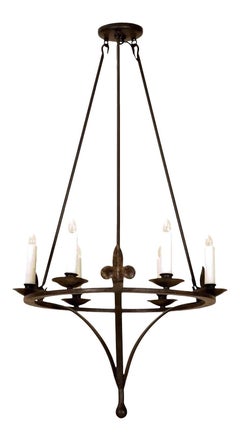 Spanish Colonial Wrought Iron Six-Light Chandelier by Randy Esada