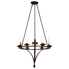 Spanish Colonial Wrought Iron Six-Light Chandelier by Randy Esada