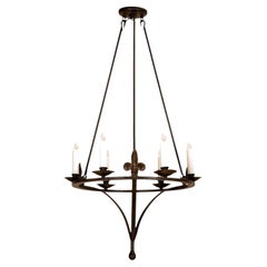 Spanish Colonial Wrought Iron Six-Light Chandelier by Randy Esada