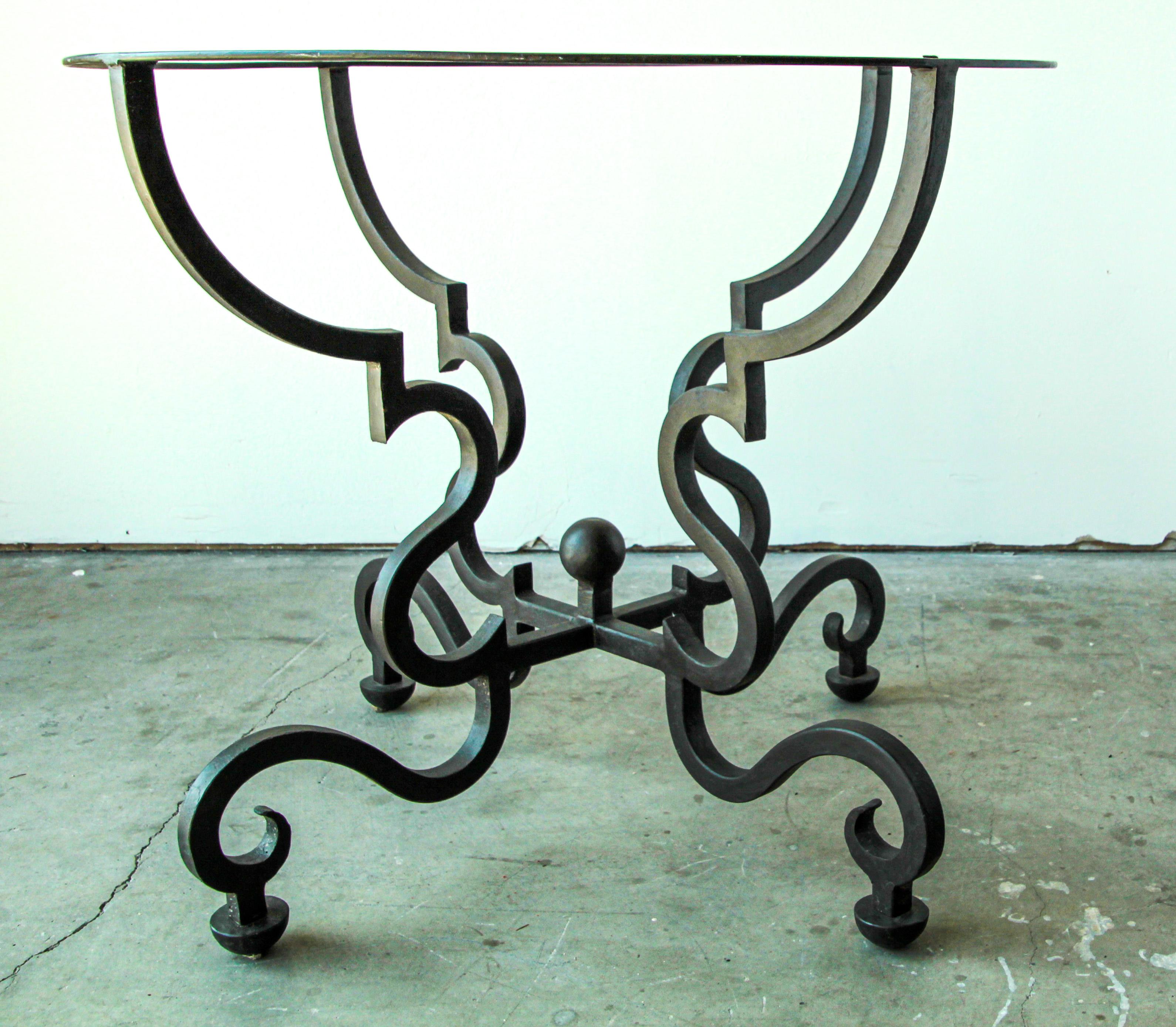 Spanish Colonial Wrought Iron Table Base In Good Condition In North Hollywood, CA