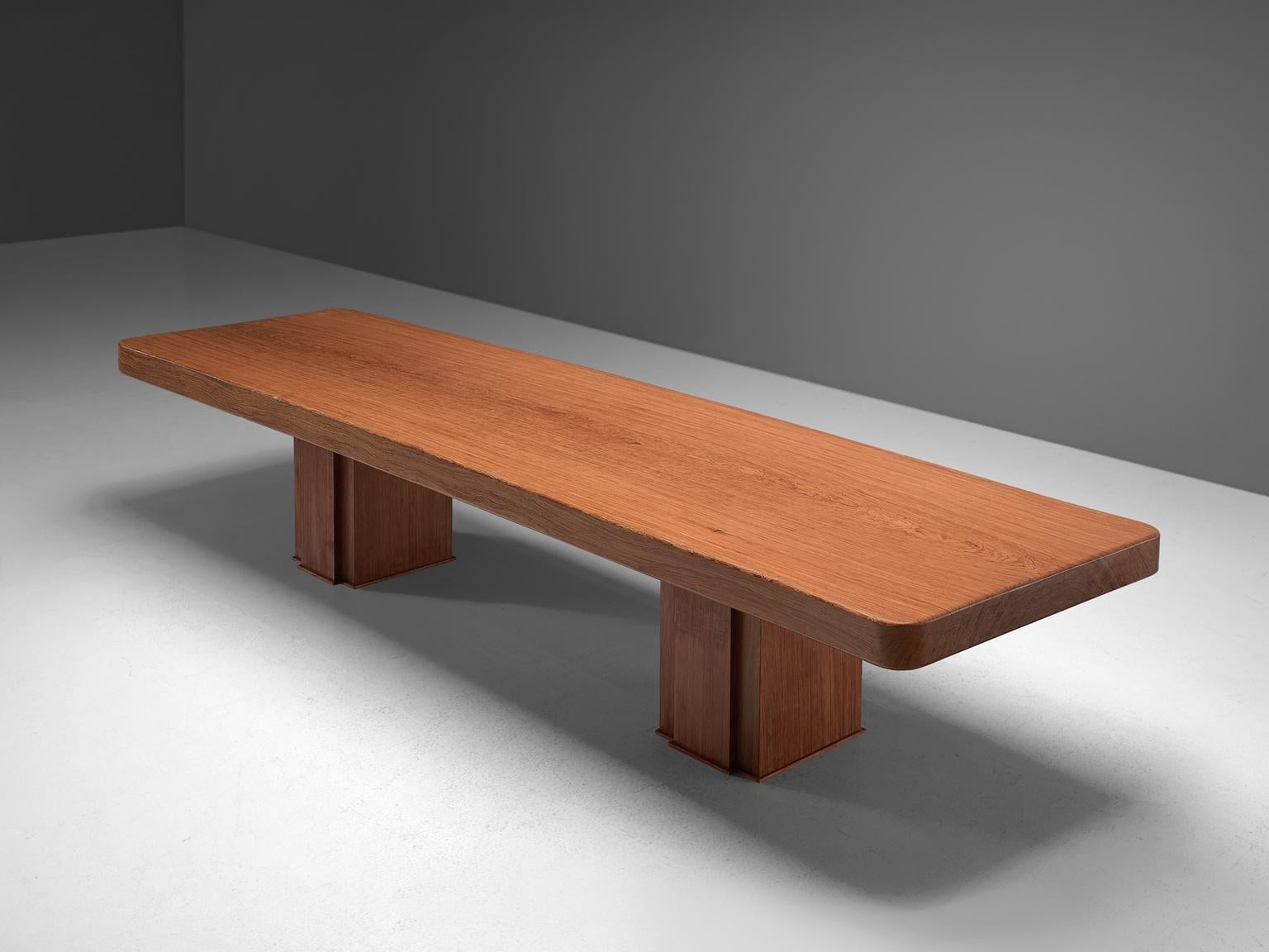 Mid-Century Modern Spanish Conference Table in Solid Bubinga Wood