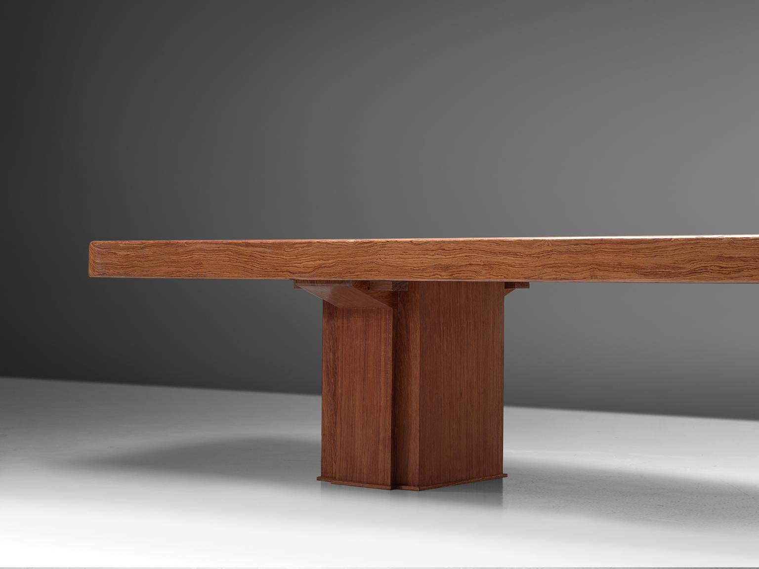 Mid-20th Century Spanish Conference Table in Solid Bubinga Wood