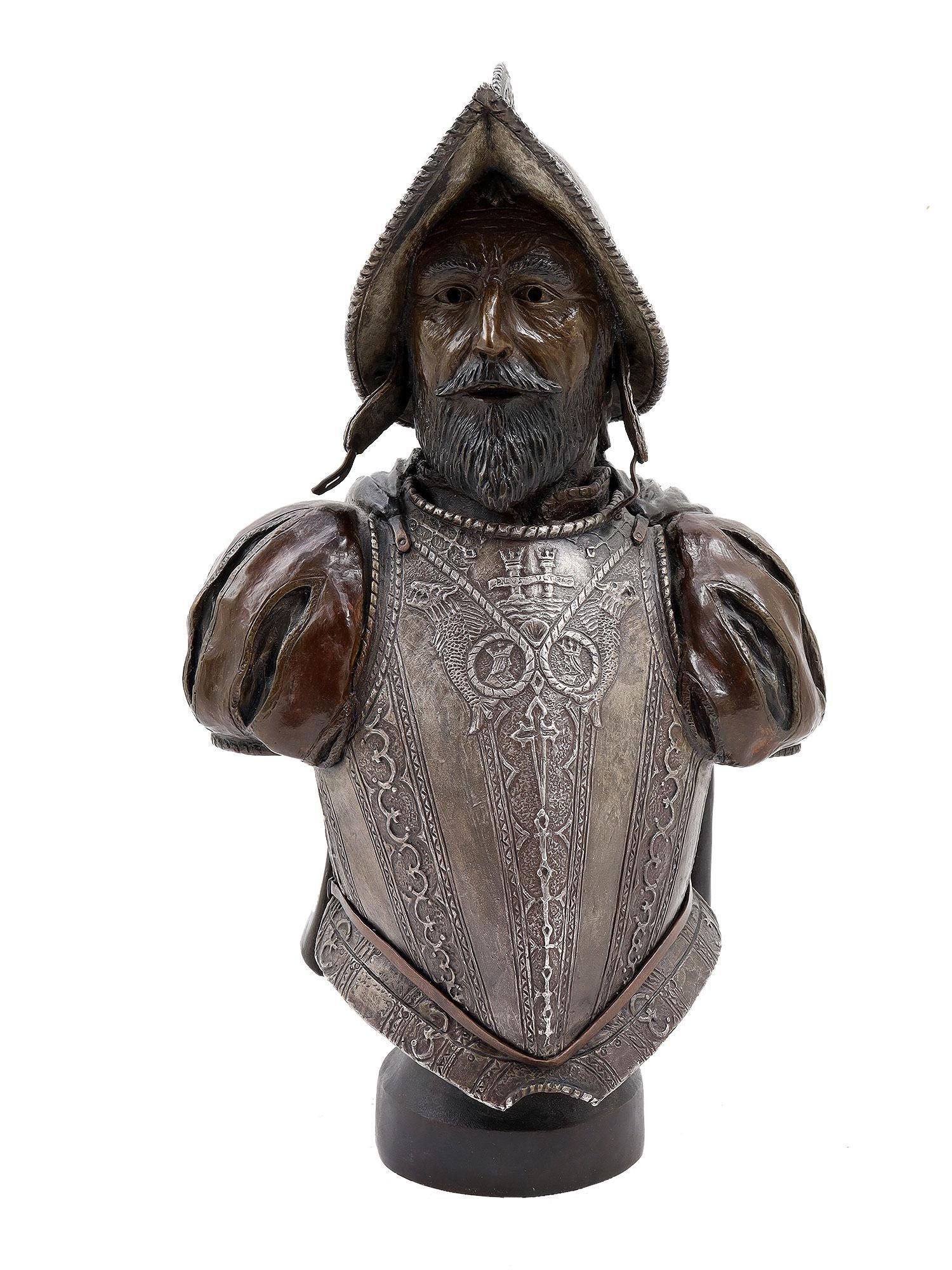 Spanish Conquistador Bronze Bust Sculpture 1