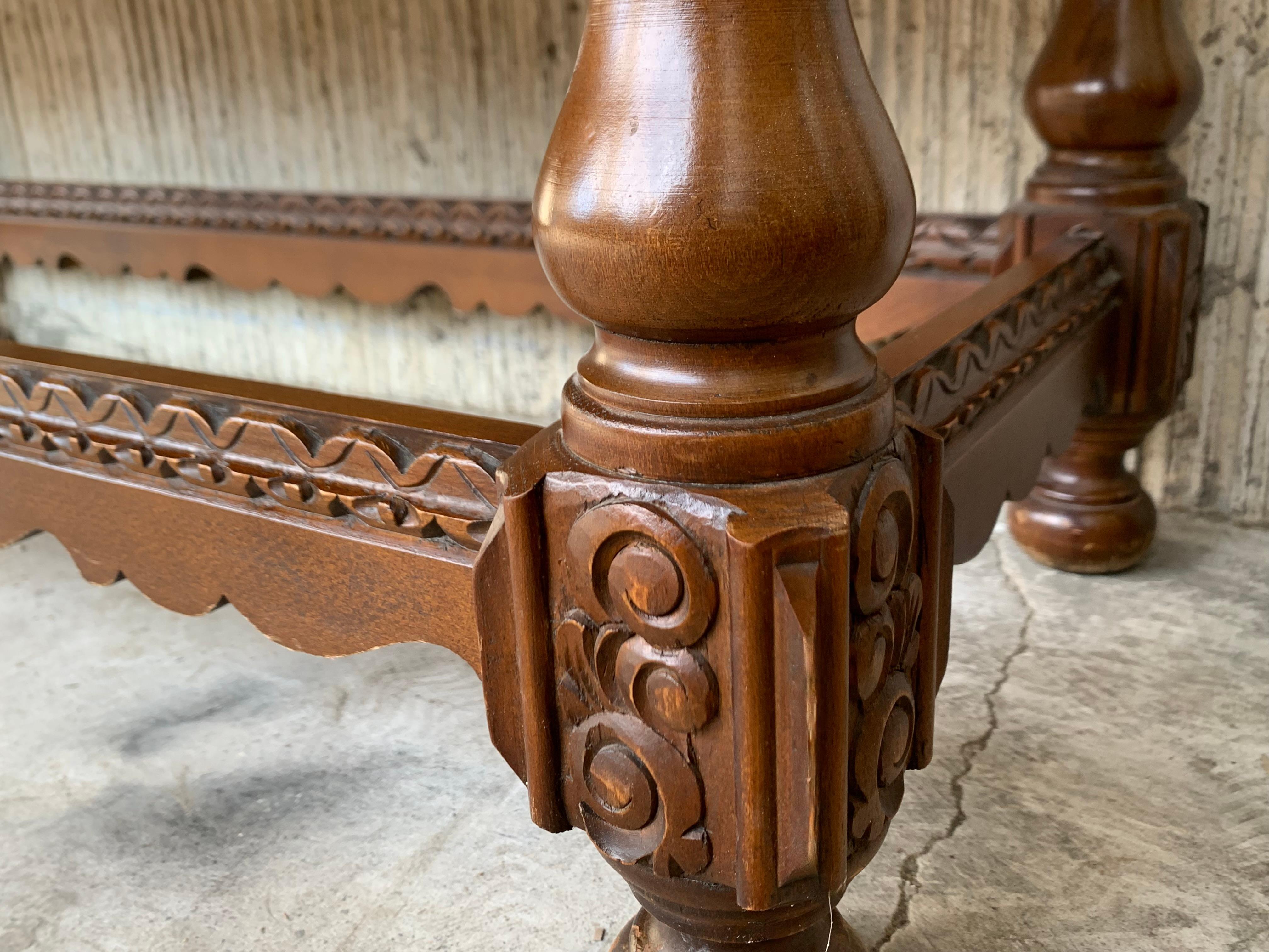 Spanish Console Chest Table with Two Carved Drawers and Original Hardware 5