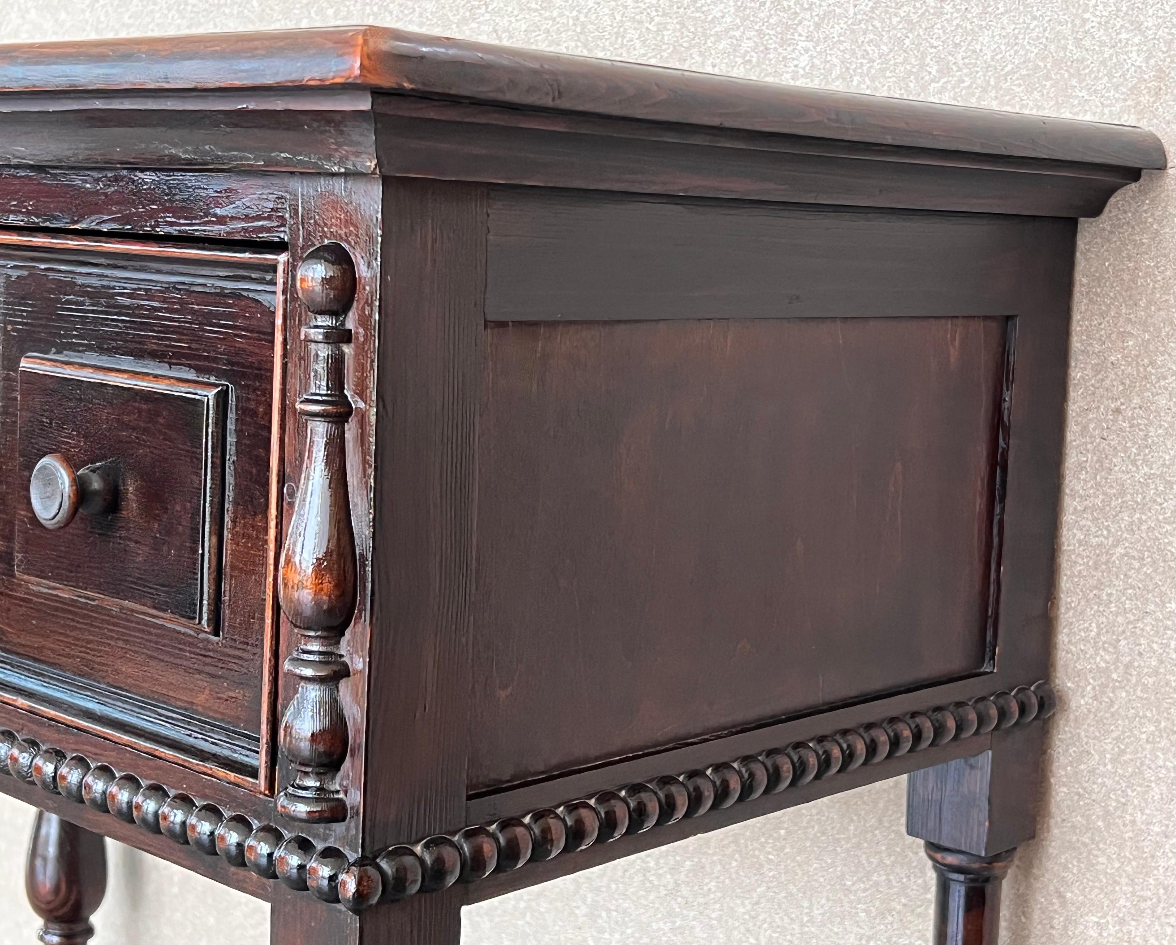 Spanish Console Chest Table with Two Carved Drawers and Original Hardware For Sale 5