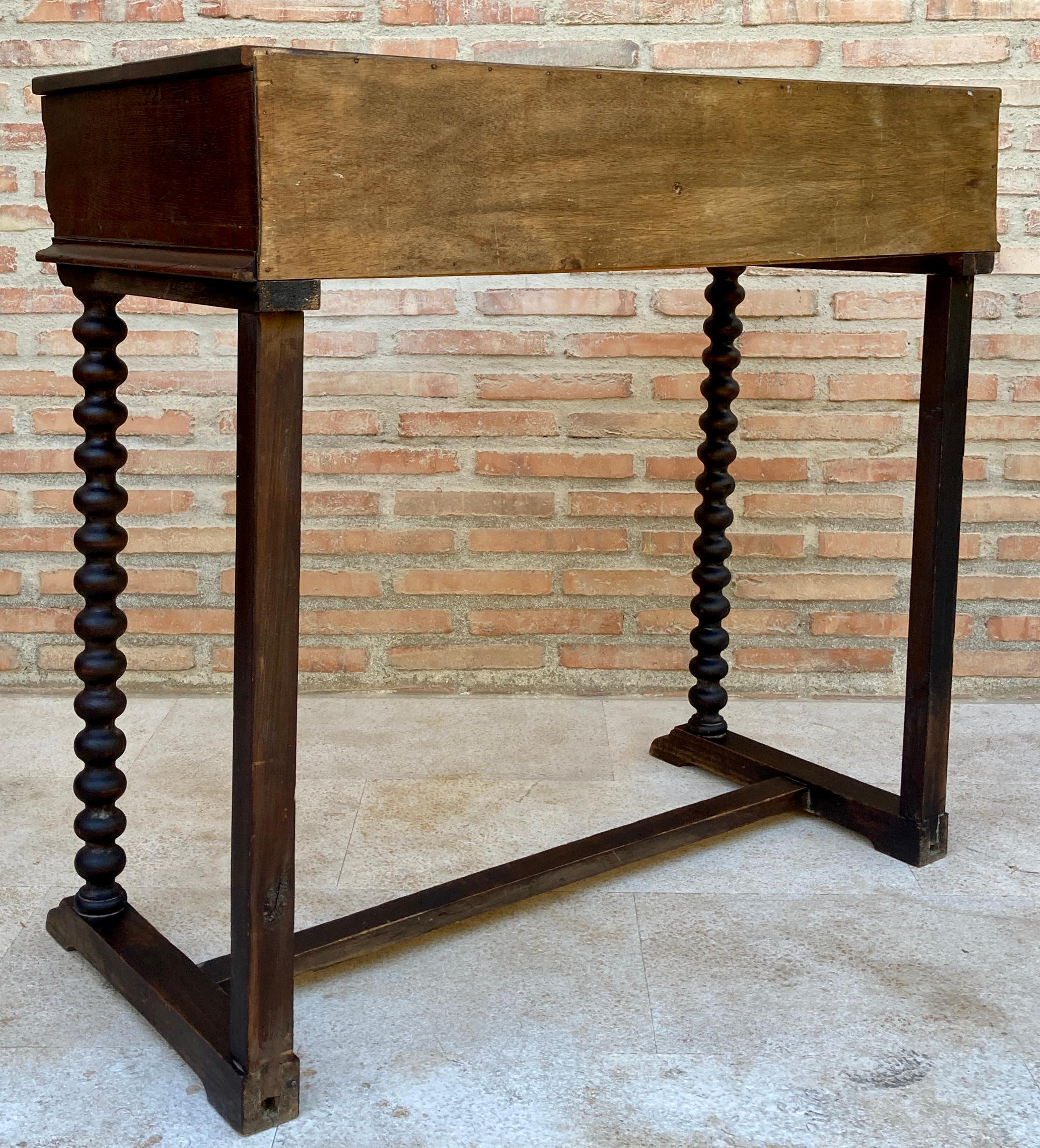 Spanish Console or Desk Table with Drawers and Solomonic Legs 5