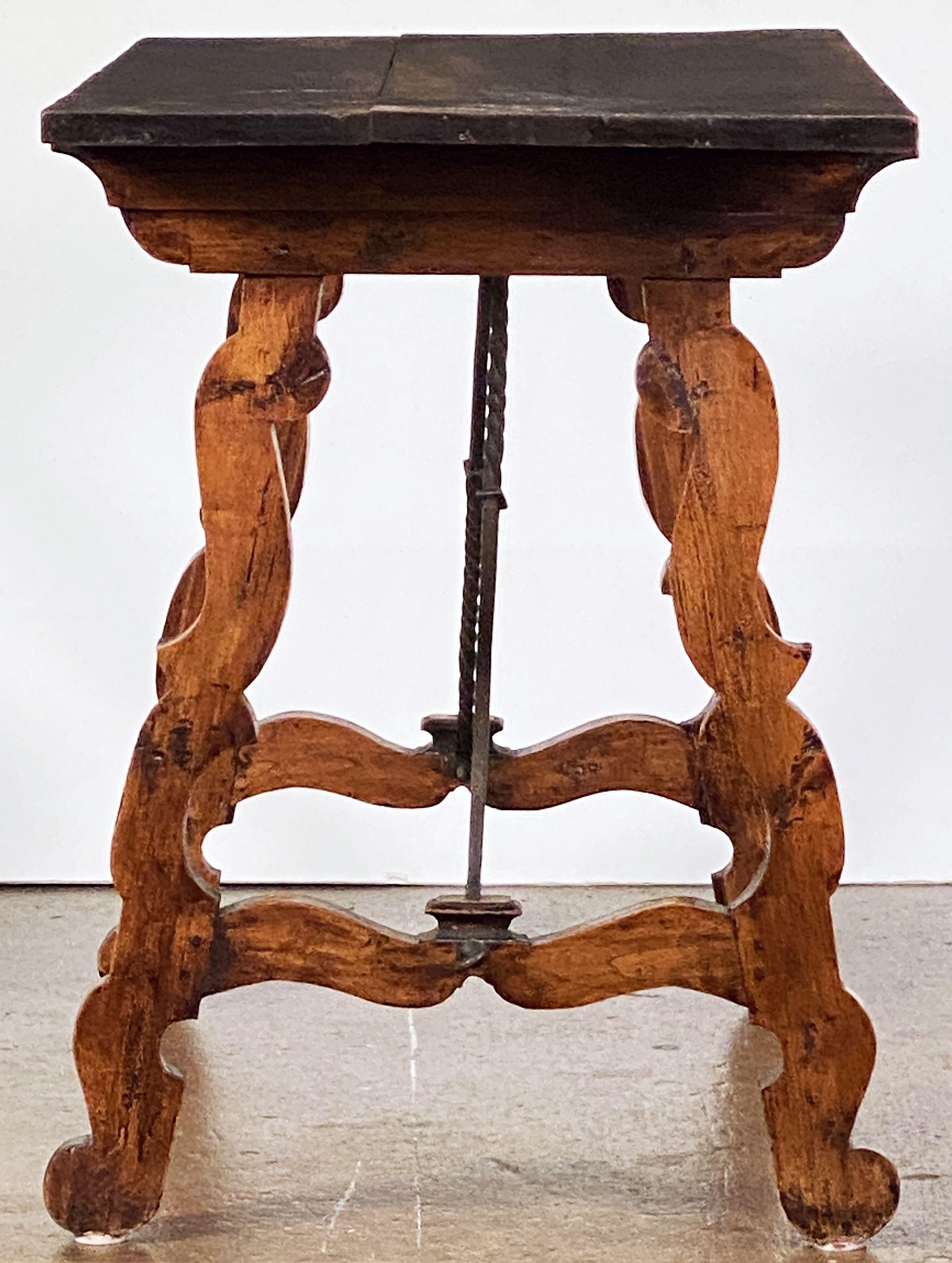 Spanish Console or Trestle Table of Patinated Walnut with Metal Strap Supports For Sale 11