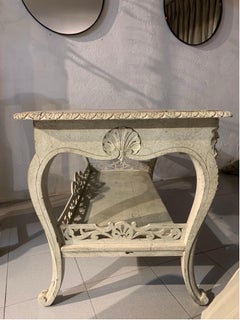 Spanish Console Table Bleached Carved Oak Wood