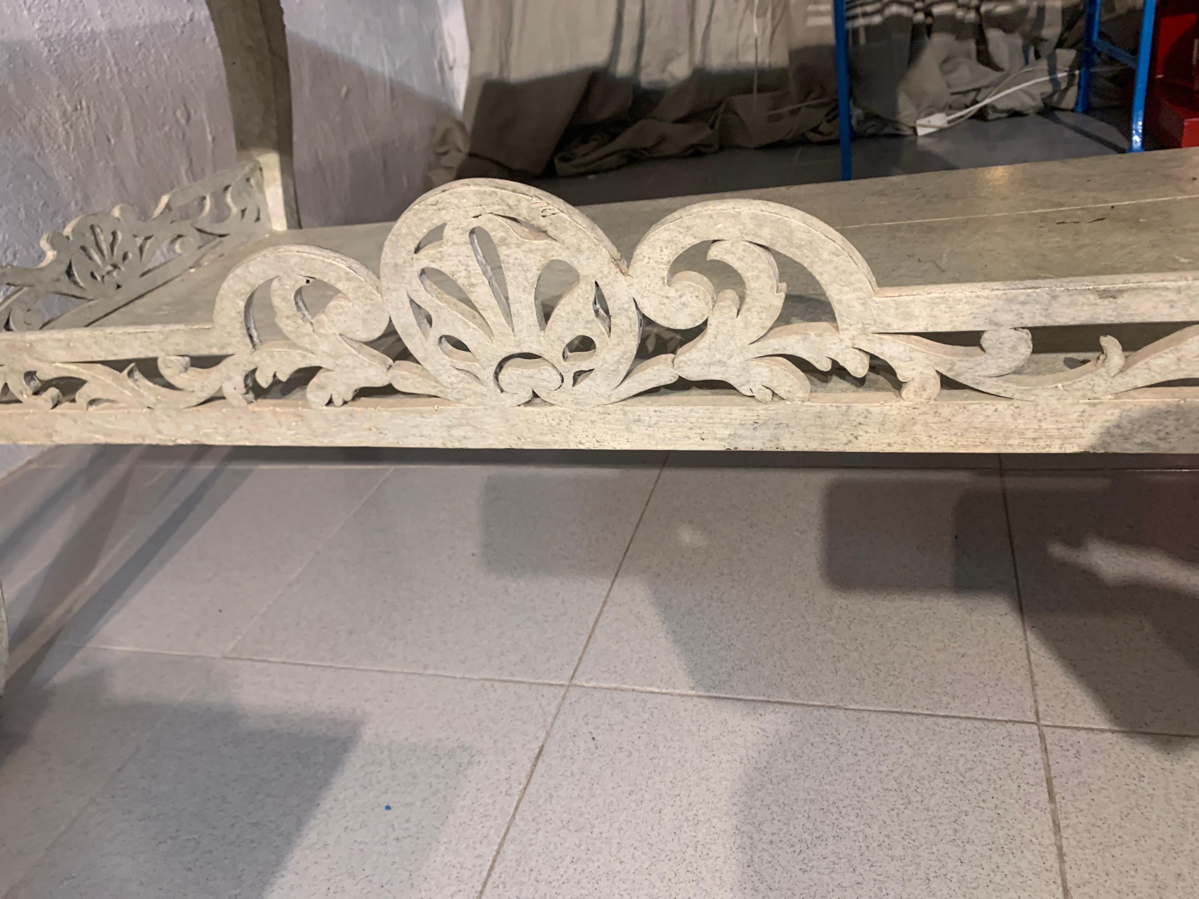 Other Spanish Console Table Bleached Carved Oak Wood For Sale