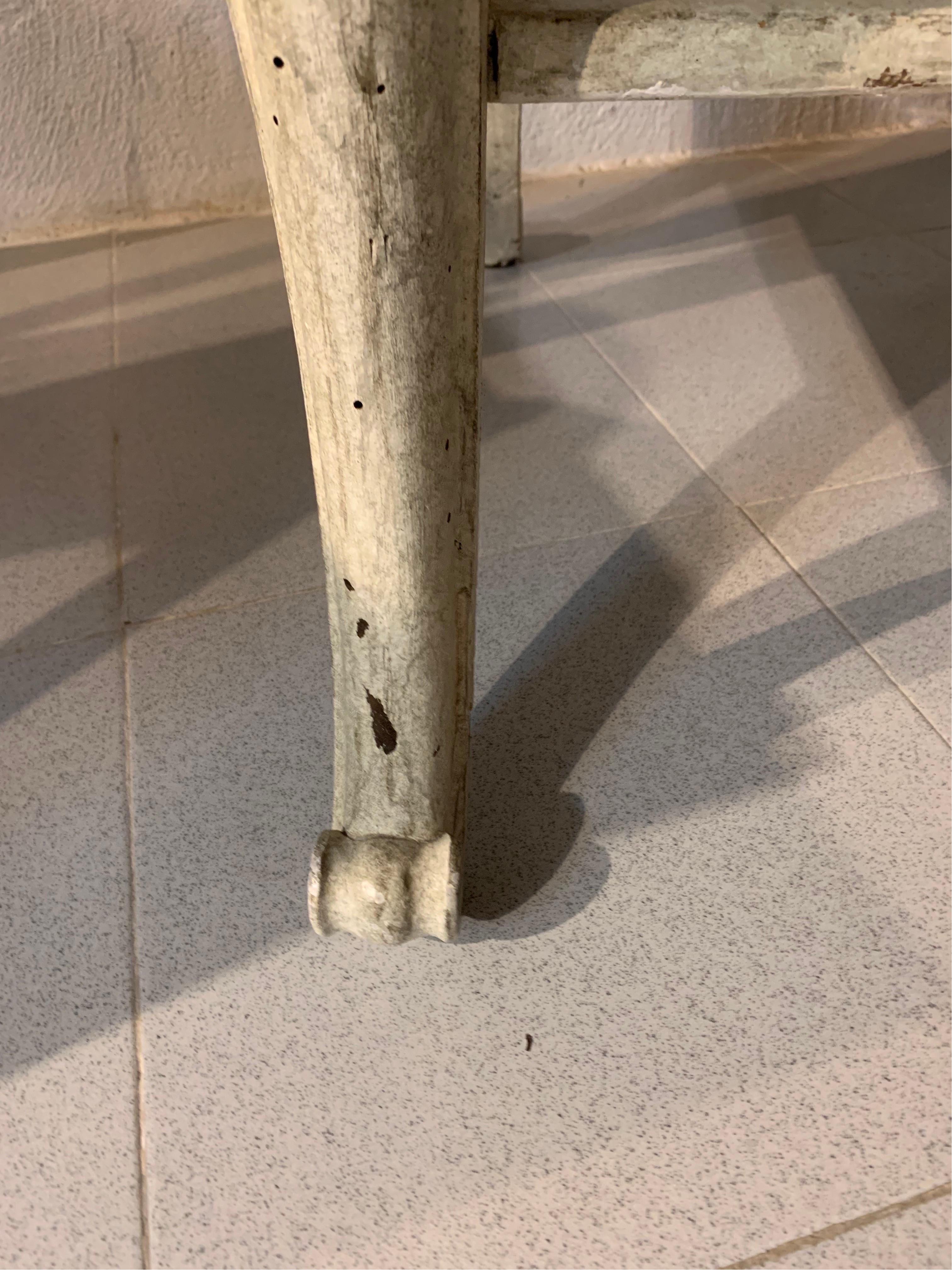 Spanish Console Table Bleached Carved Oak Wood For Sale 3
