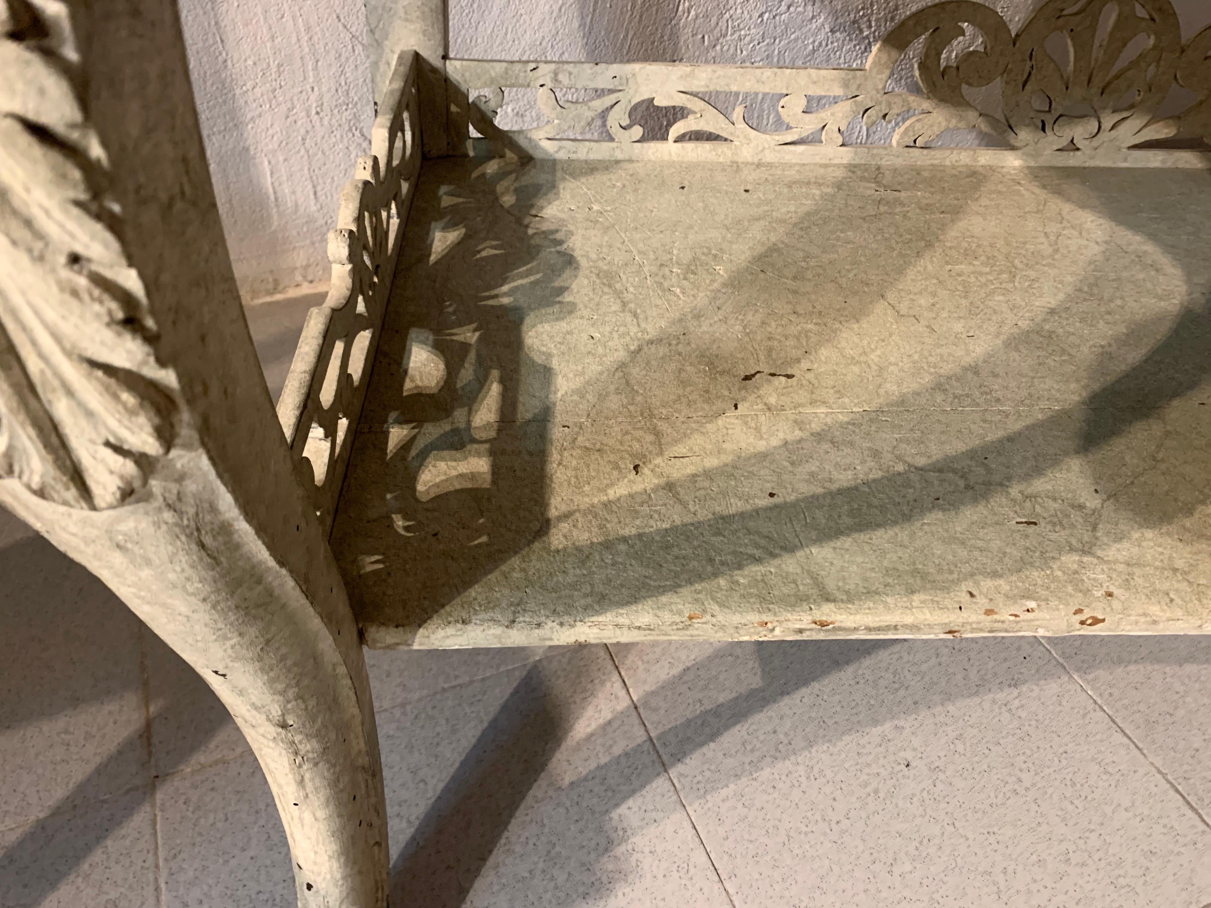 Spanish Console Table Bleached Carved Oak Wood For Sale 4