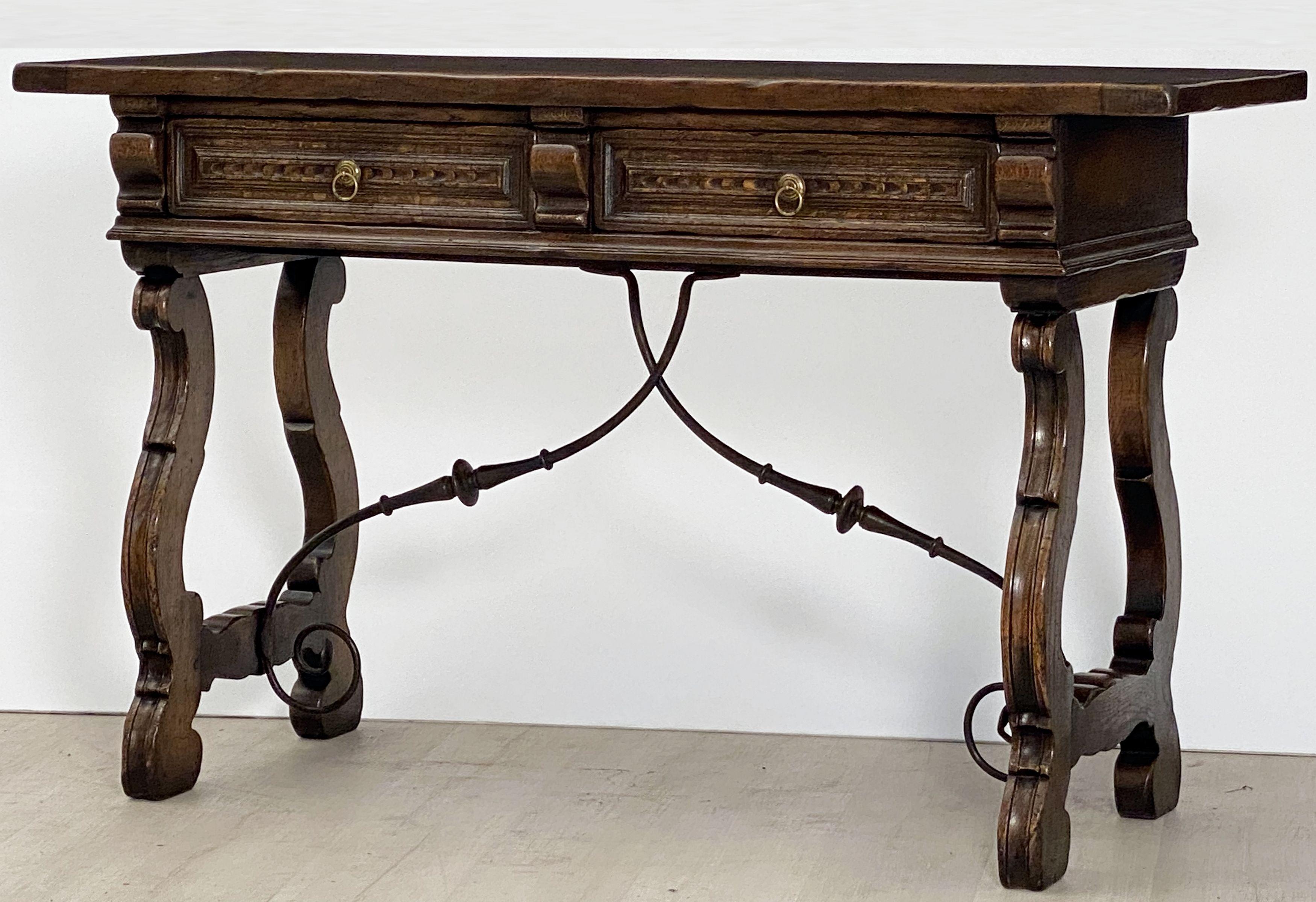 Spanish Console Table of Oak and Wrought Iron In Good Condition In Austin, TX