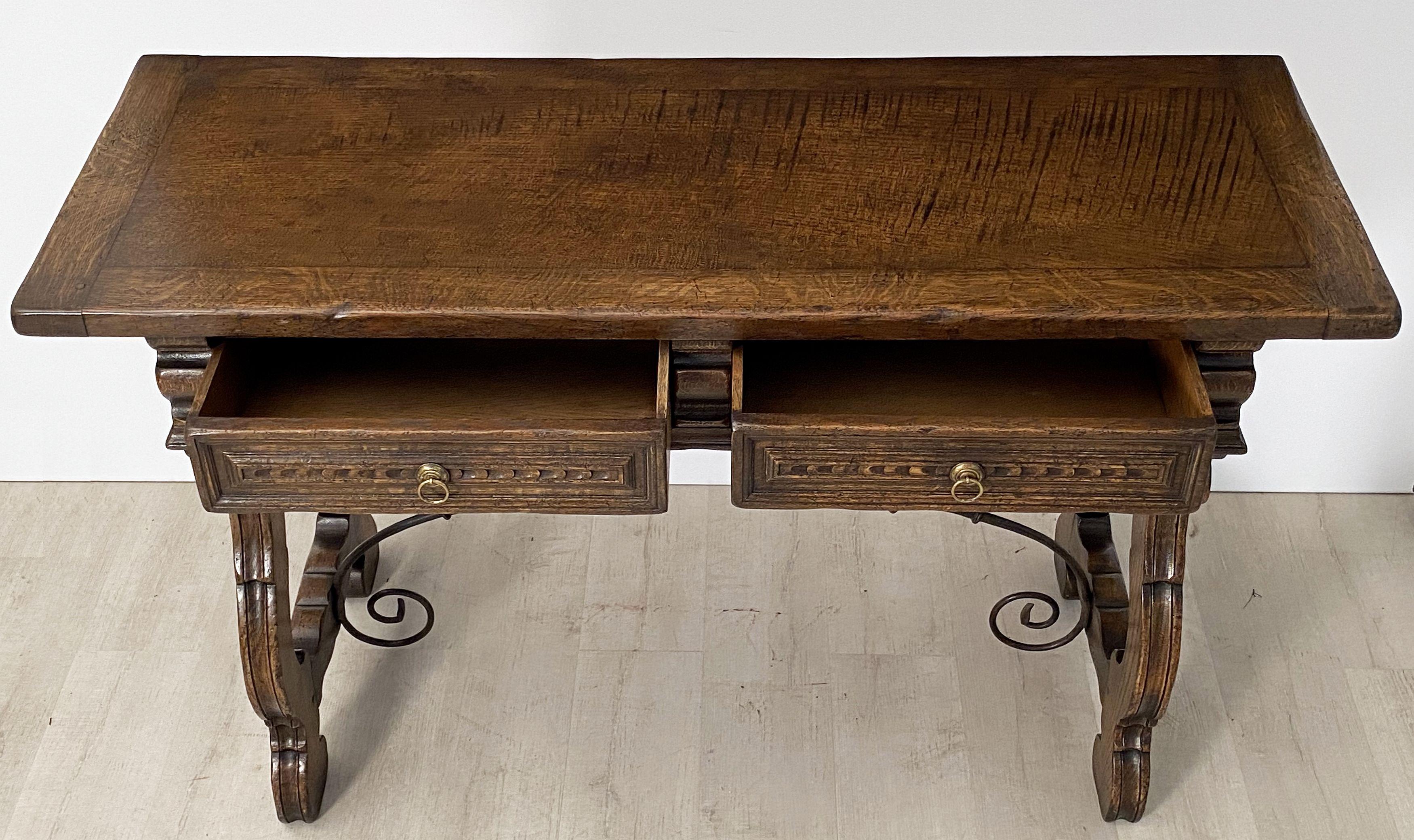 Spanish Console Table of Oak and Wrought Iron 2
