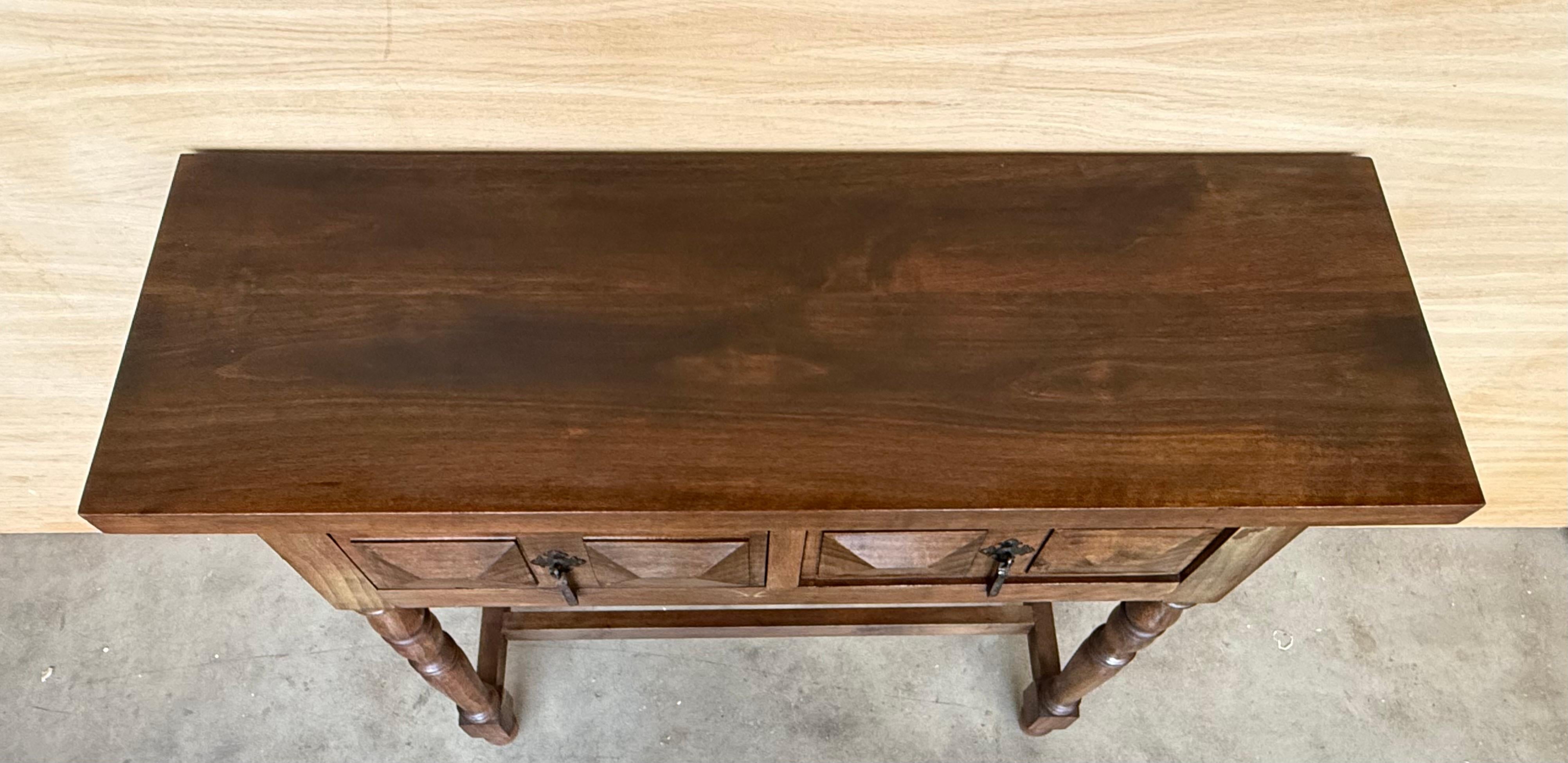 Spanish Console Table with Two Carved Drawers, 1900s For Sale 5