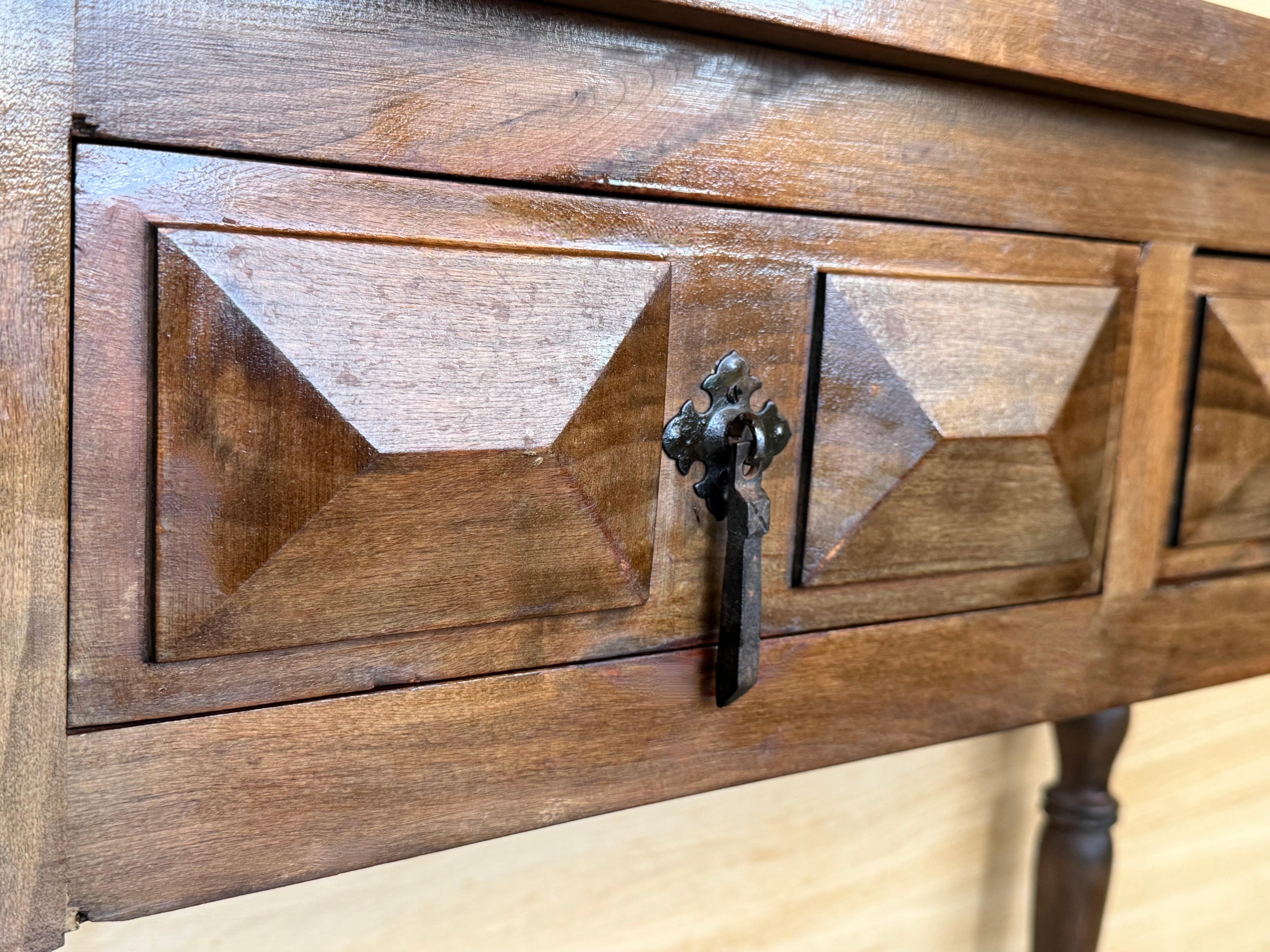 Spanish Console Table with Two Carved Drawers, 1900s For Sale 6