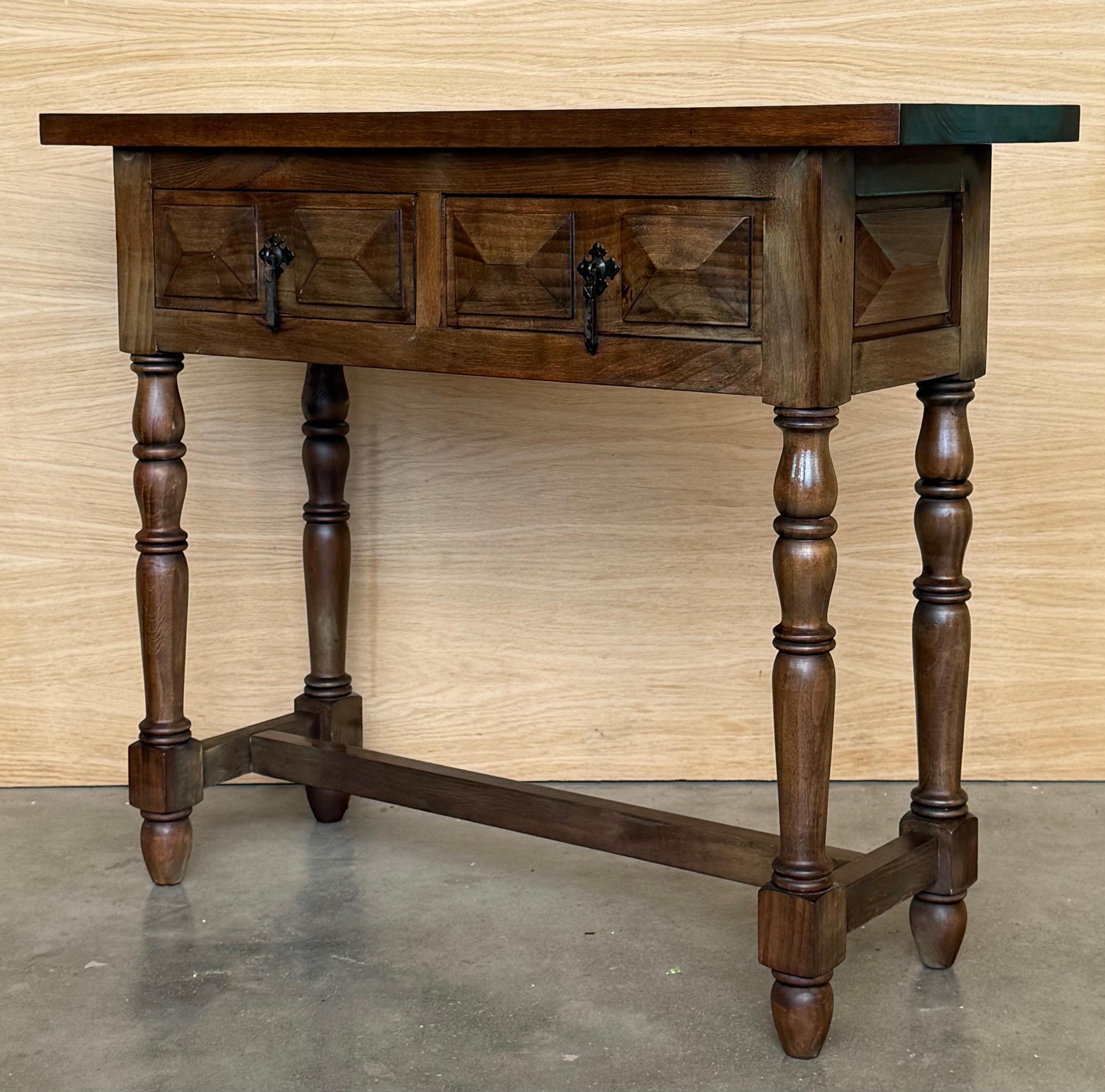 Spanish Console Table with Two Carved Drawers, 1900s For Sale 2