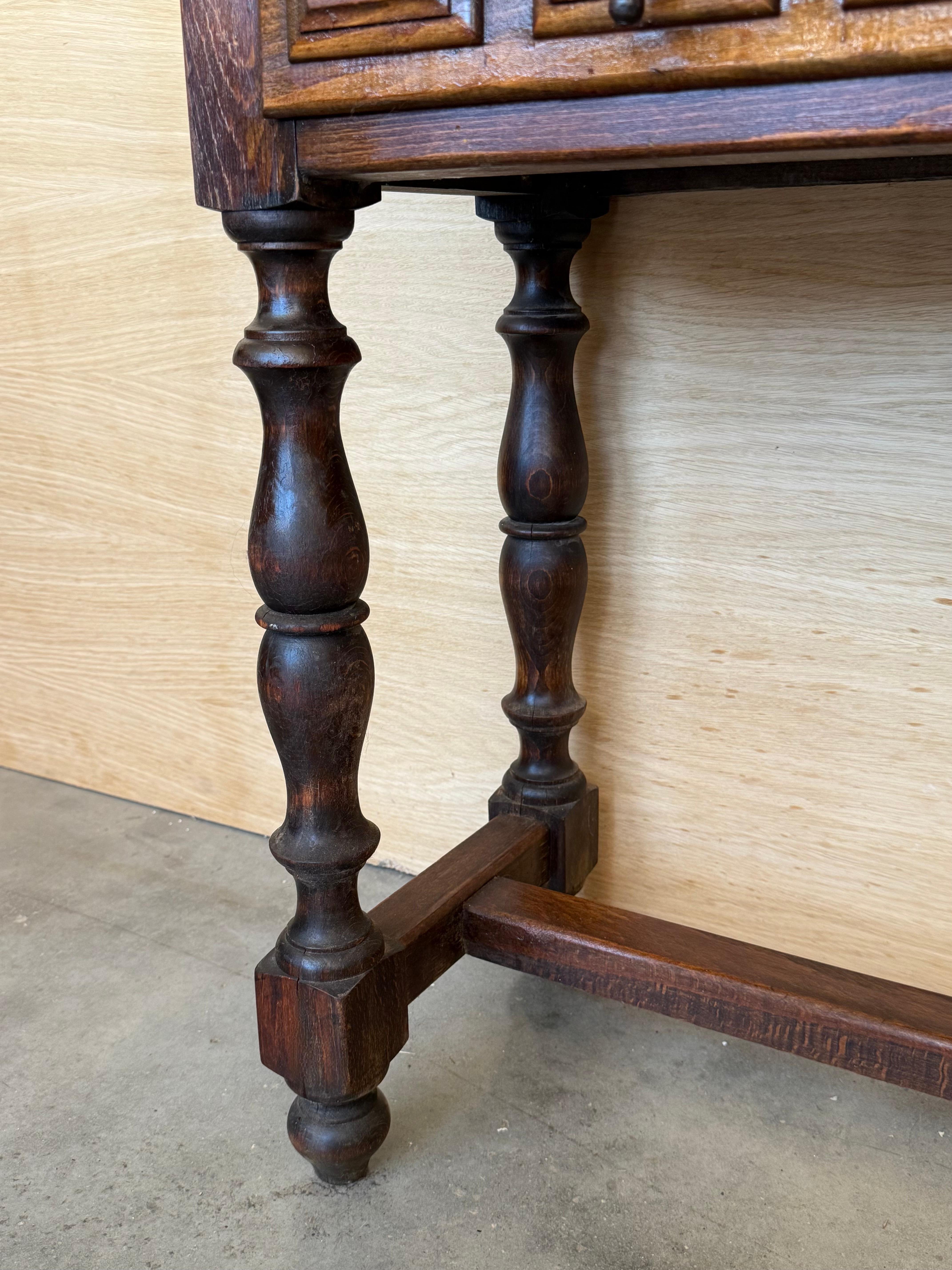 Spanish Console Table with Two Carved Drawers, 1940s For Sale 4