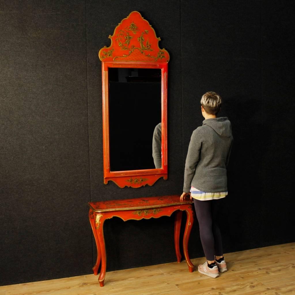 Spanish Console with Mirror in Lacquered and Gilded Chinoiserie Wood 6