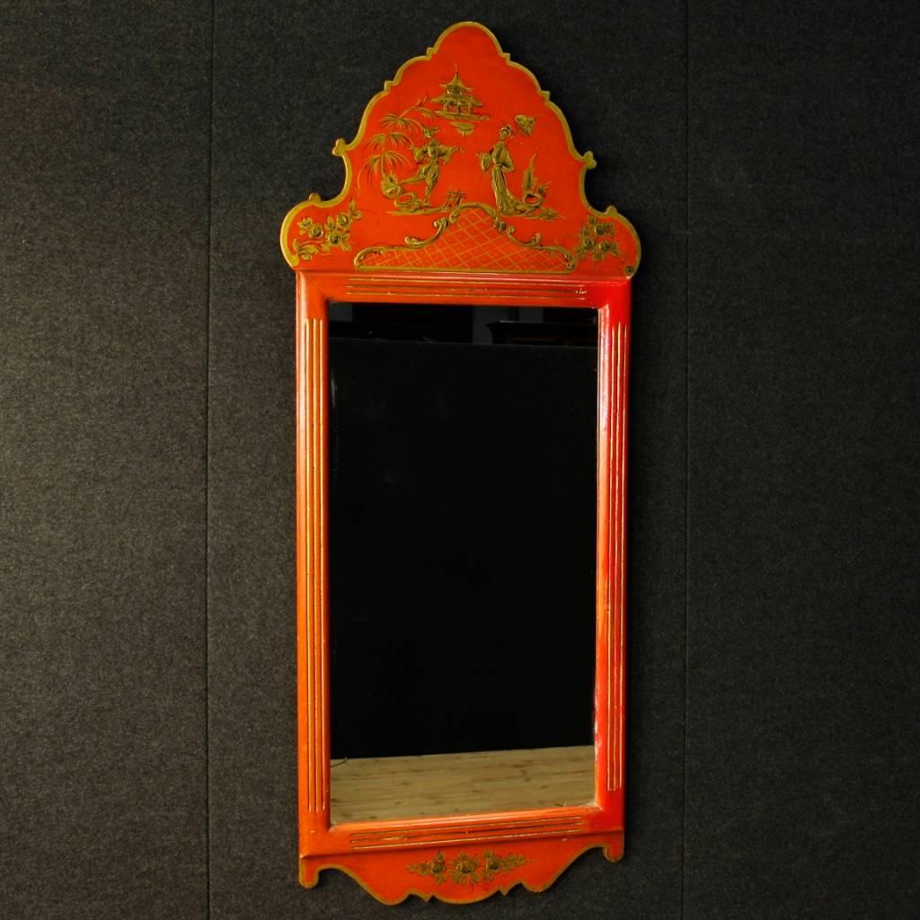 Spanish Console with Mirror in Lacquered and Gilded Chinoiserie Wood In Good Condition In Vicoforte, Piedmont