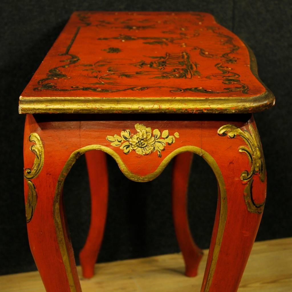 Spanish Console with Mirror in Lacquered and Gilded Chinoiserie Wood 1