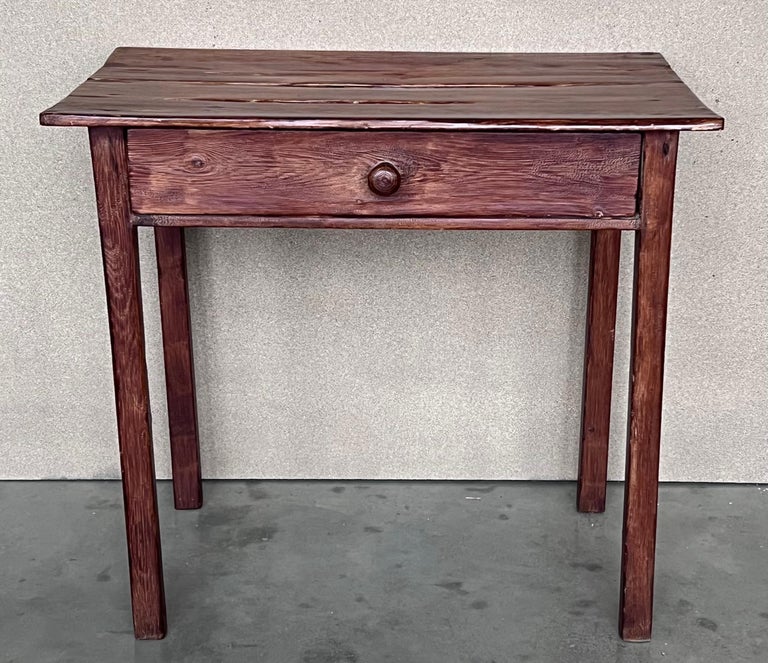 Spanish Country Pine "Mobila " Side Table with Drawer For Sale at 1stDibs