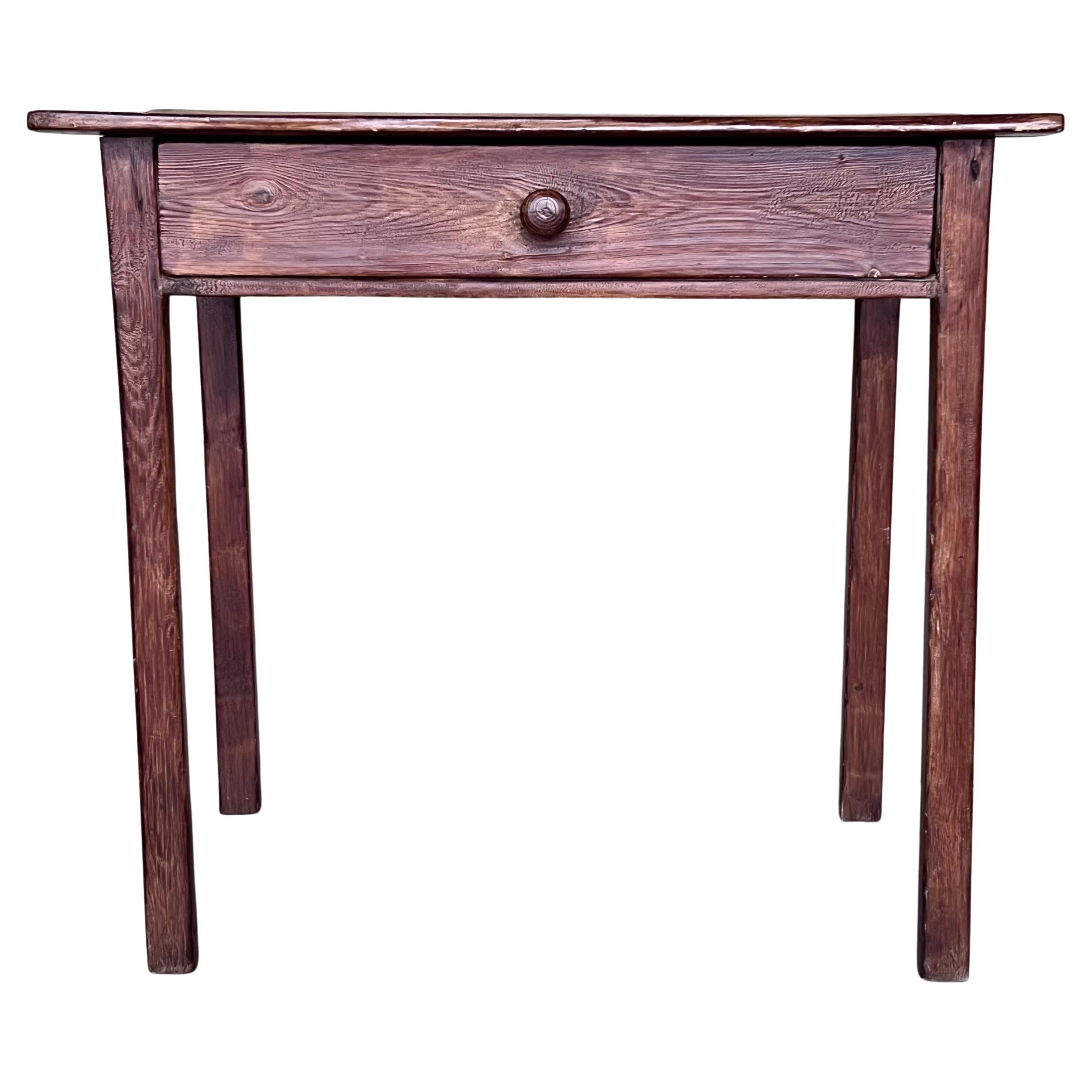 Spanish Country Pine "Mobila " Side Table with Drawer For Sale