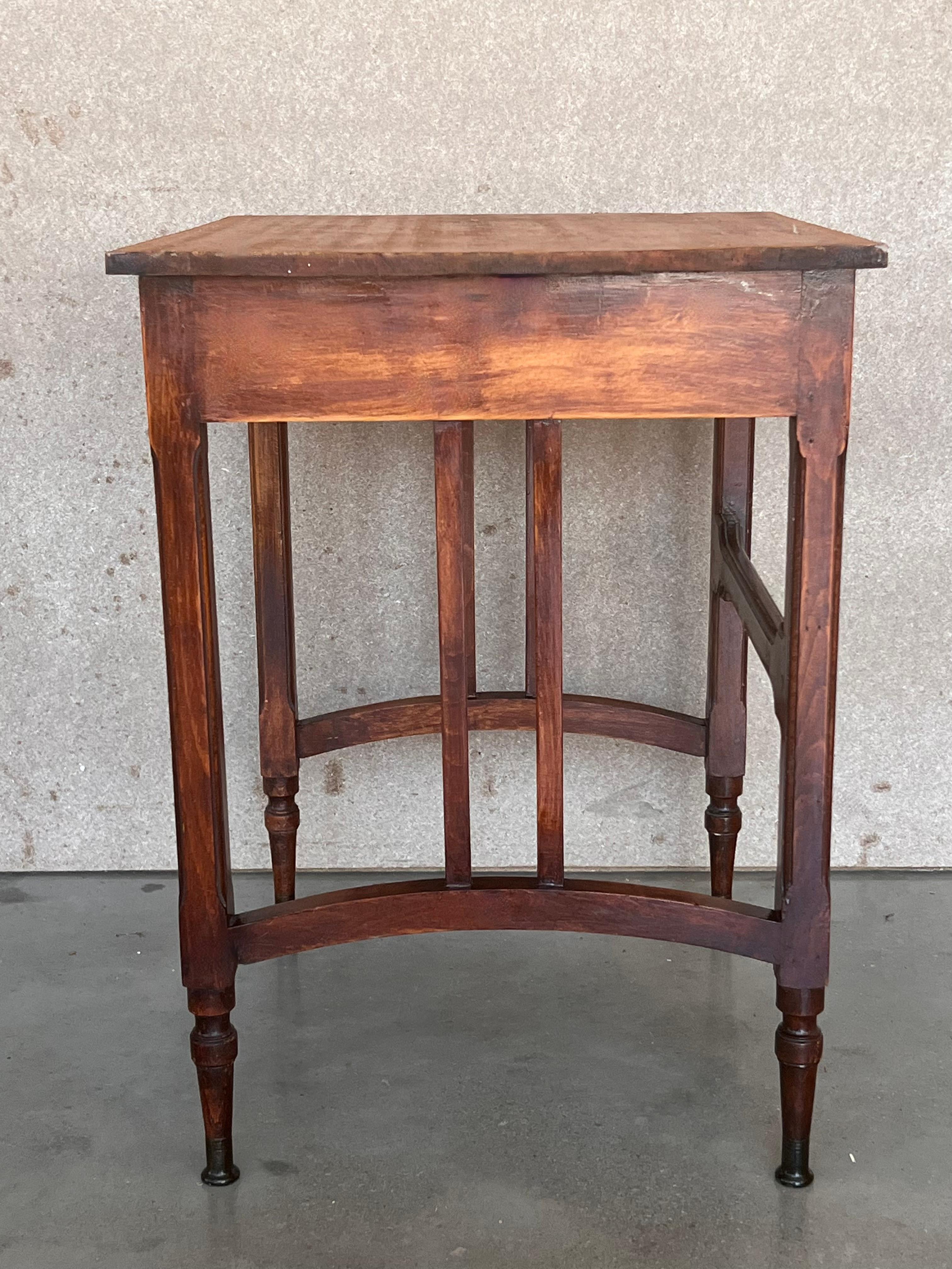 20th Century Spanish Country Pine Side Table with Drawer For Sale