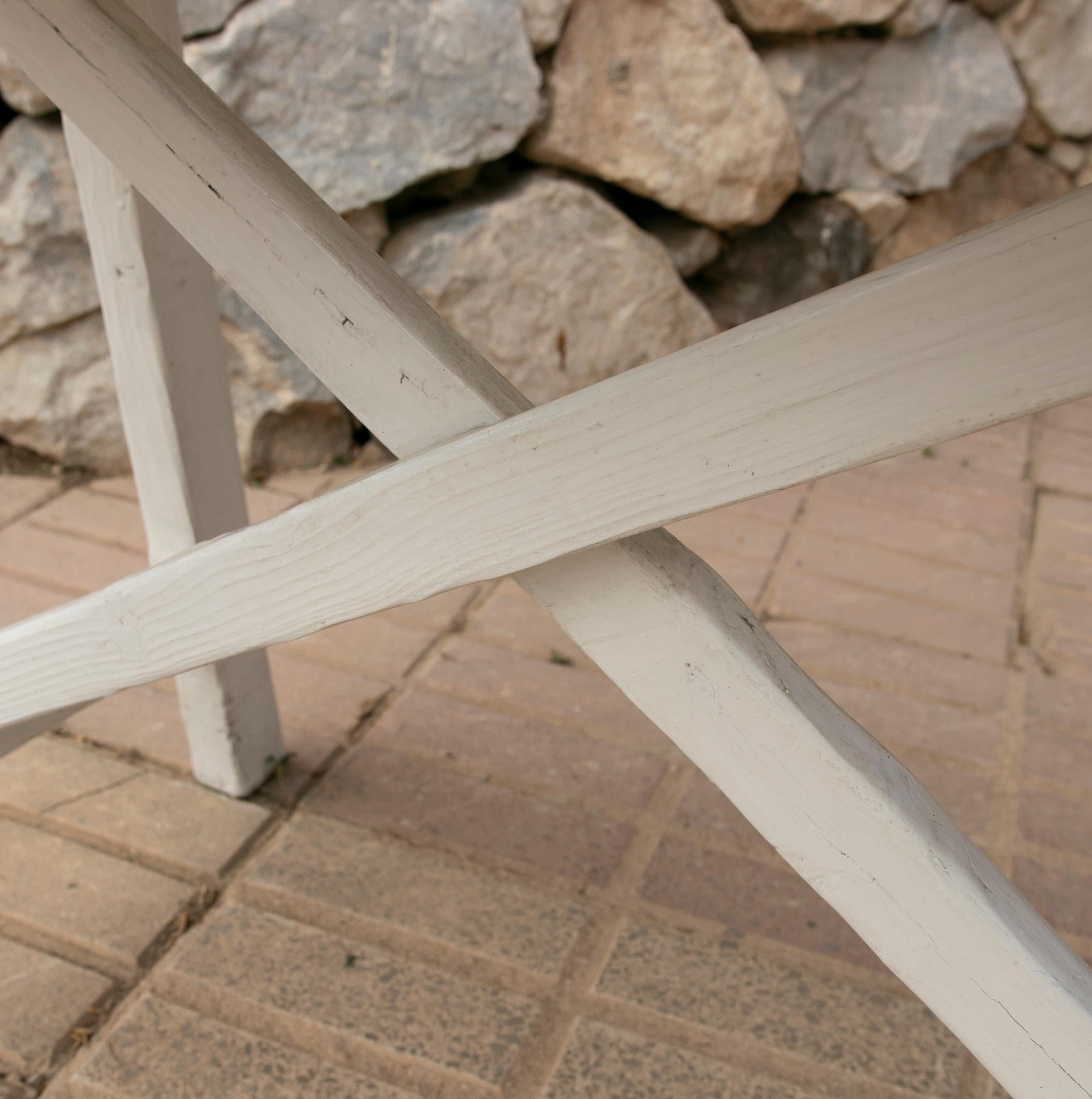 Spanish Country Side Table Made of White Painted Wood For Sale 9