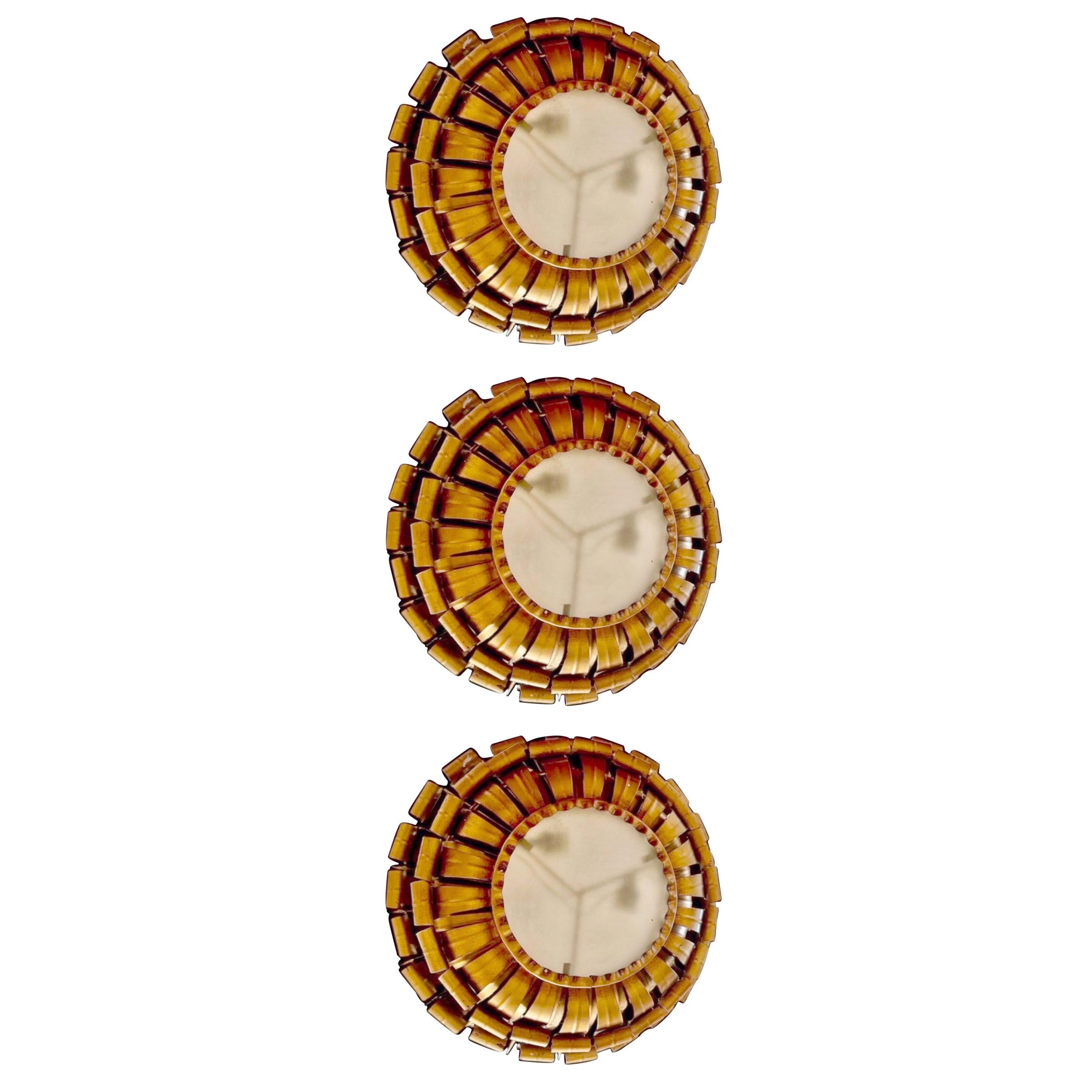 Couronne espagnole Sunburst 3 unités encastré XL métal doré , circa 1950 en vente