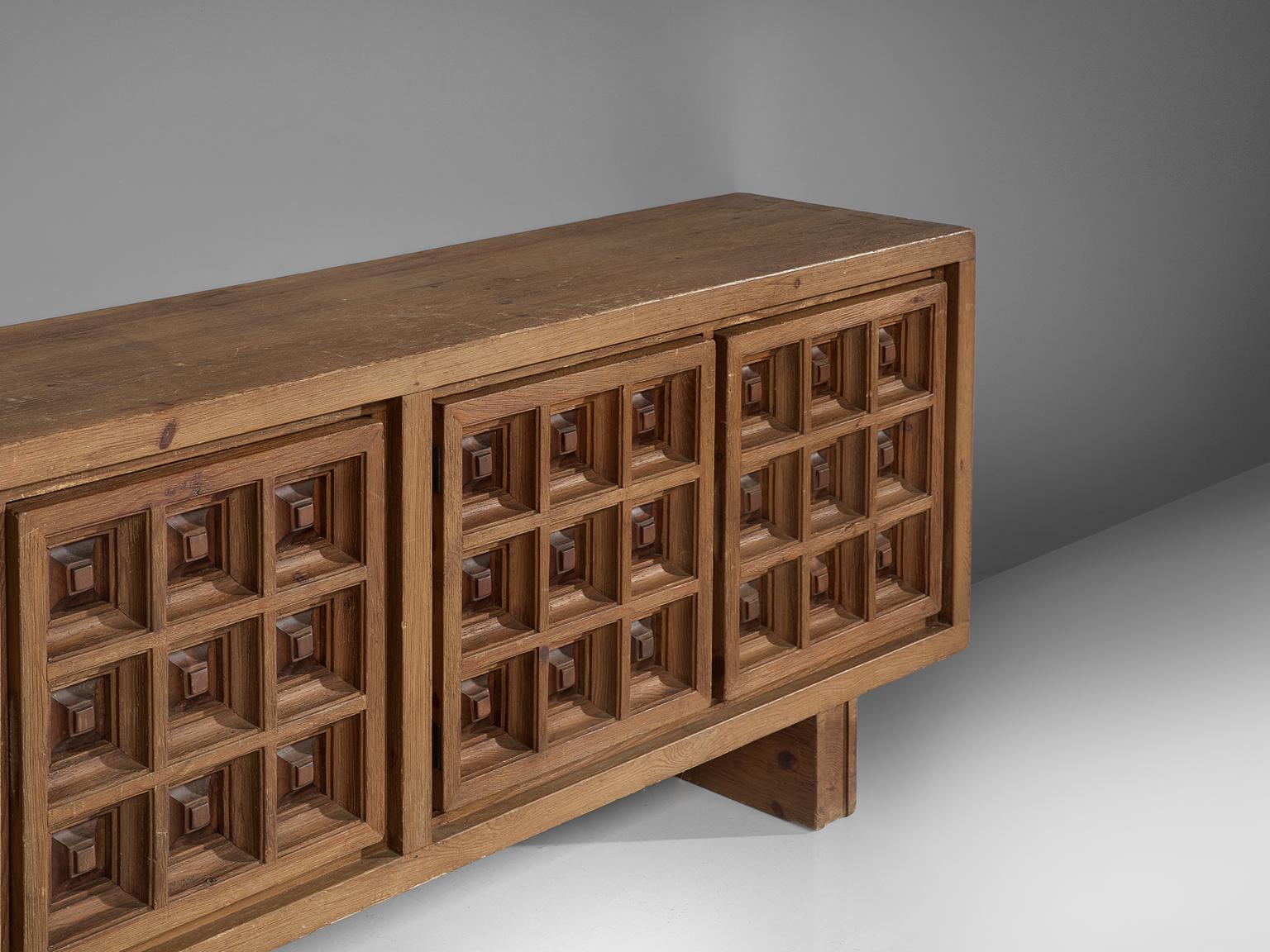 Mid-20th Century Spanish Sideboard in Stained Pine Manufactured by Biosca