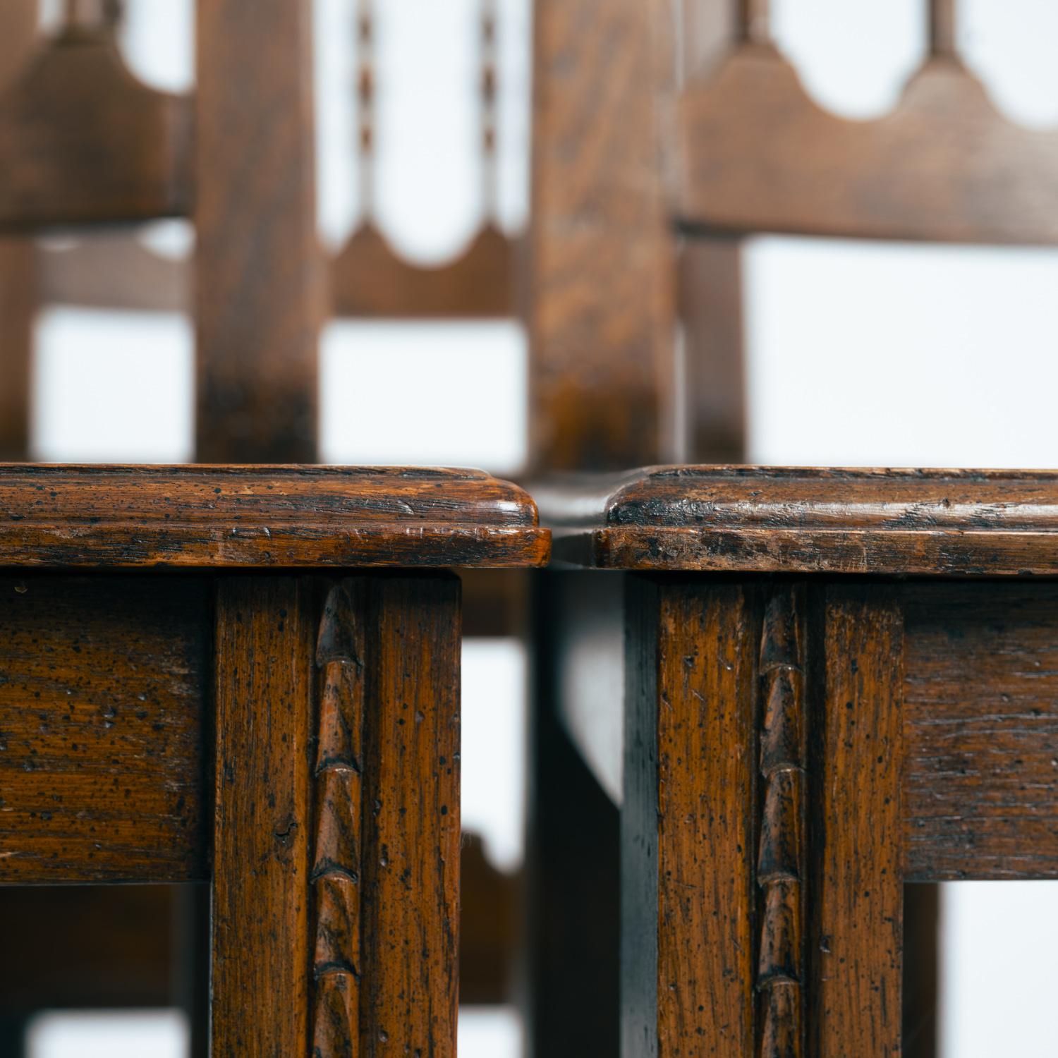 Spanish carved walnut wooden dining chairs, 1970s in vendita 3