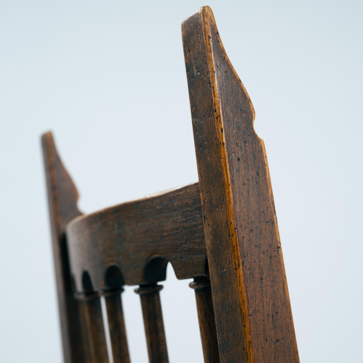 Spanish carved walnut wooden dining chairs, 1970s in vendita 5